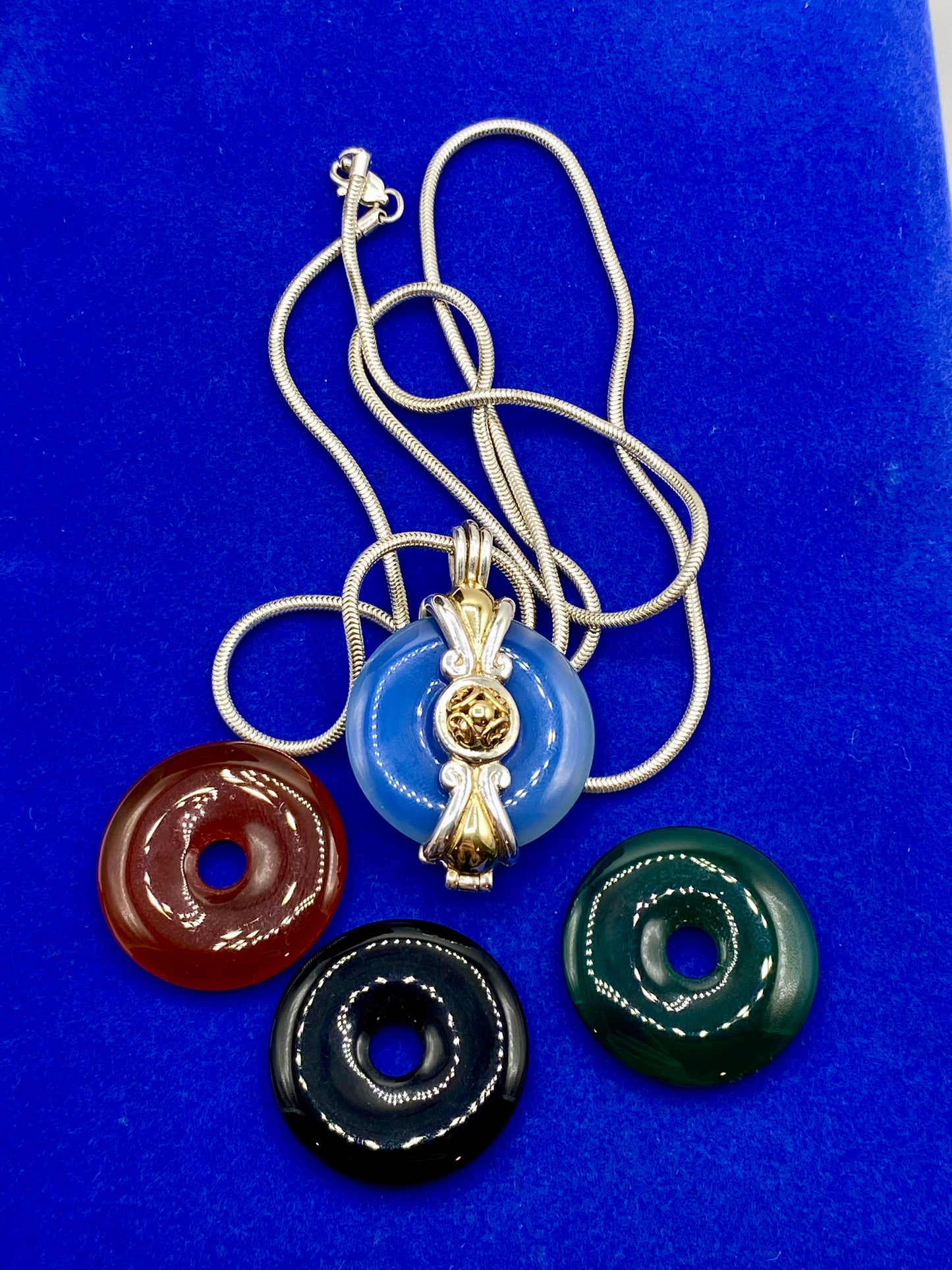 CNA Sterling Silver Interchangeable Gem Disks Necklace