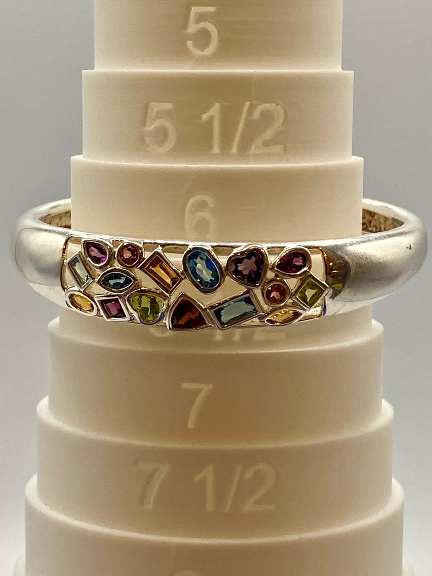 Sterling Silver Multi Genstone Cuff Bracelet
