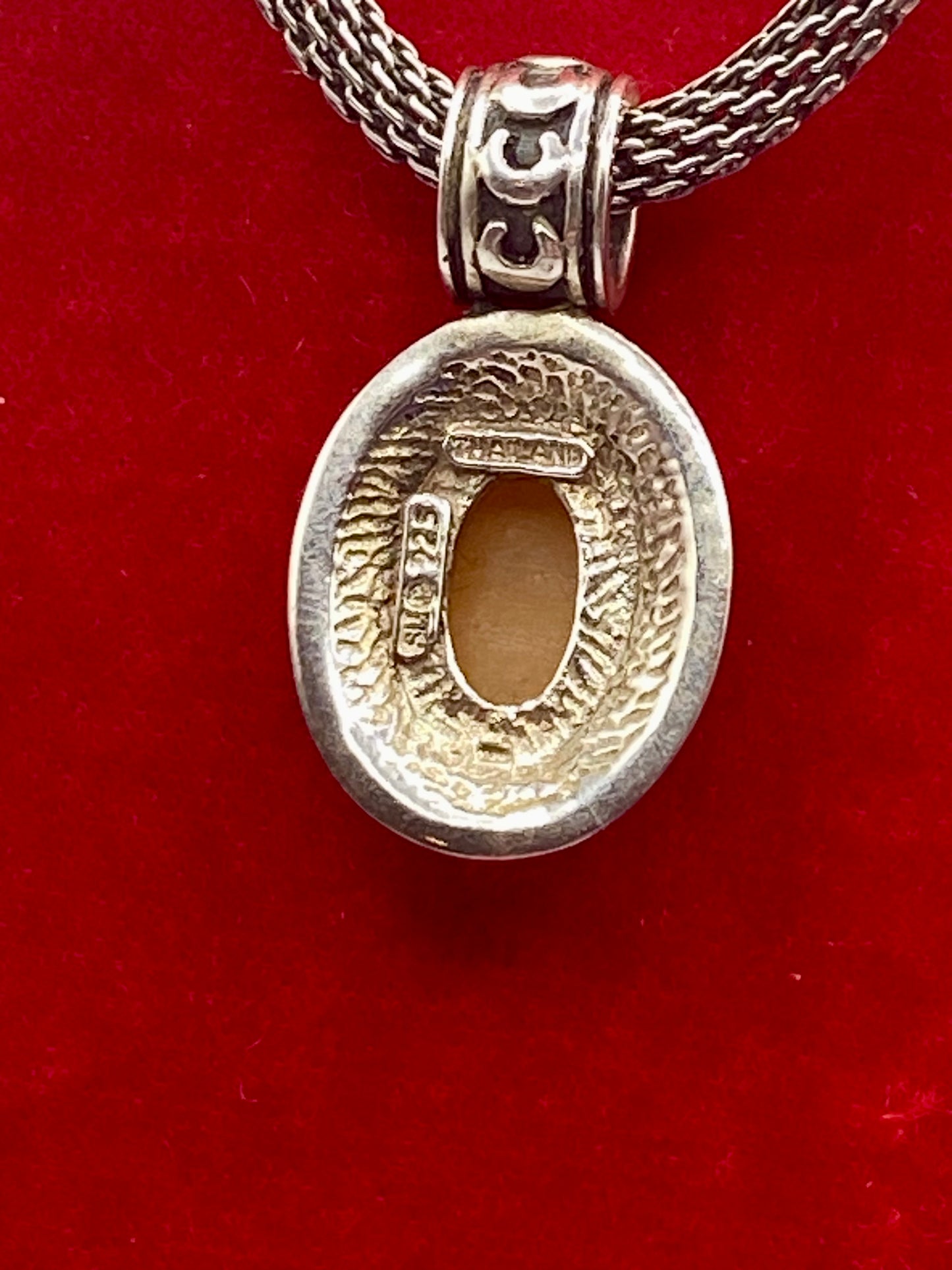 Sterling Silver Mother of Pearl Carved Moons Bezel Necklace