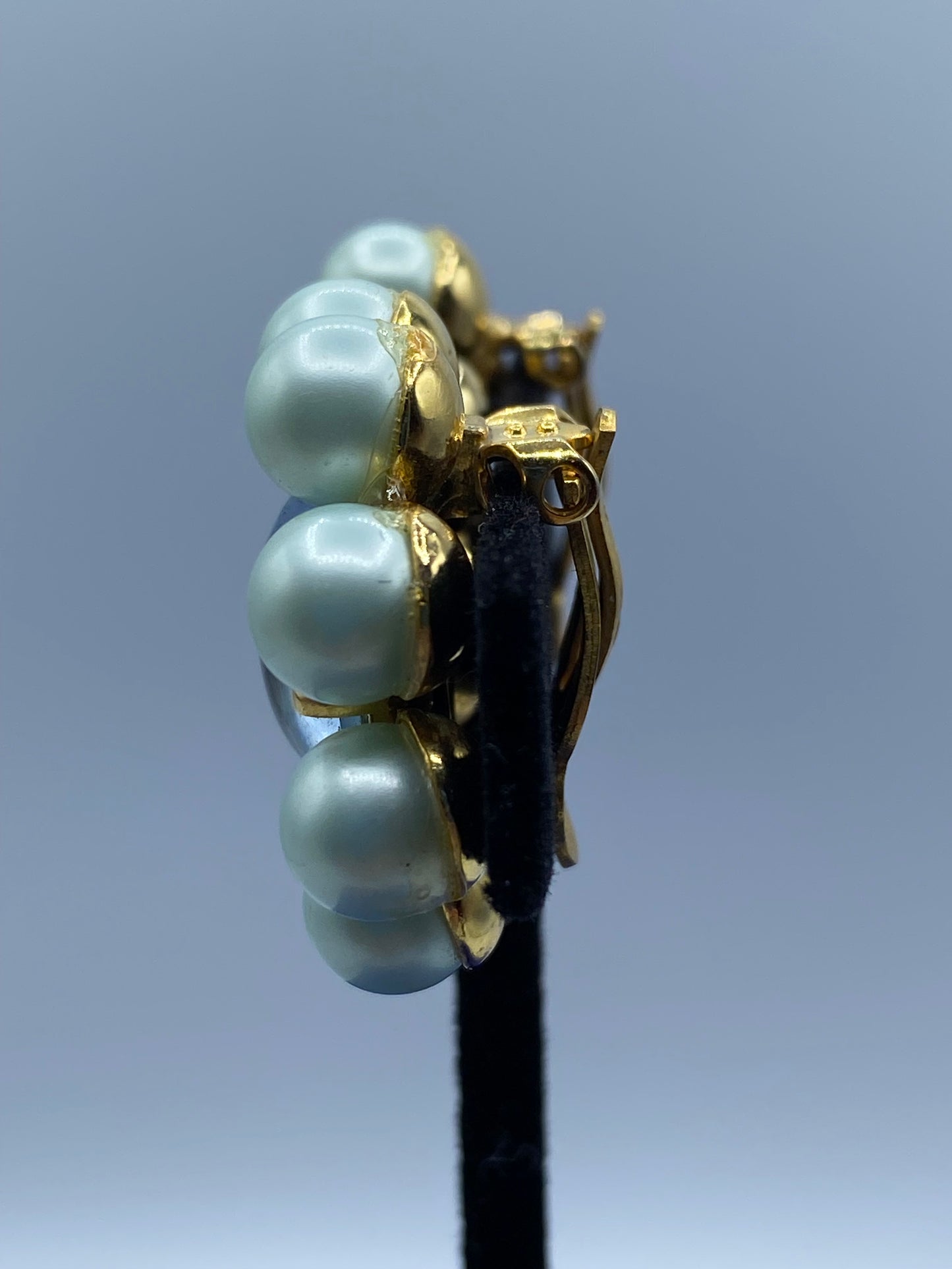 Vintage Schiaparelli Glass & Pearl Clip Ons