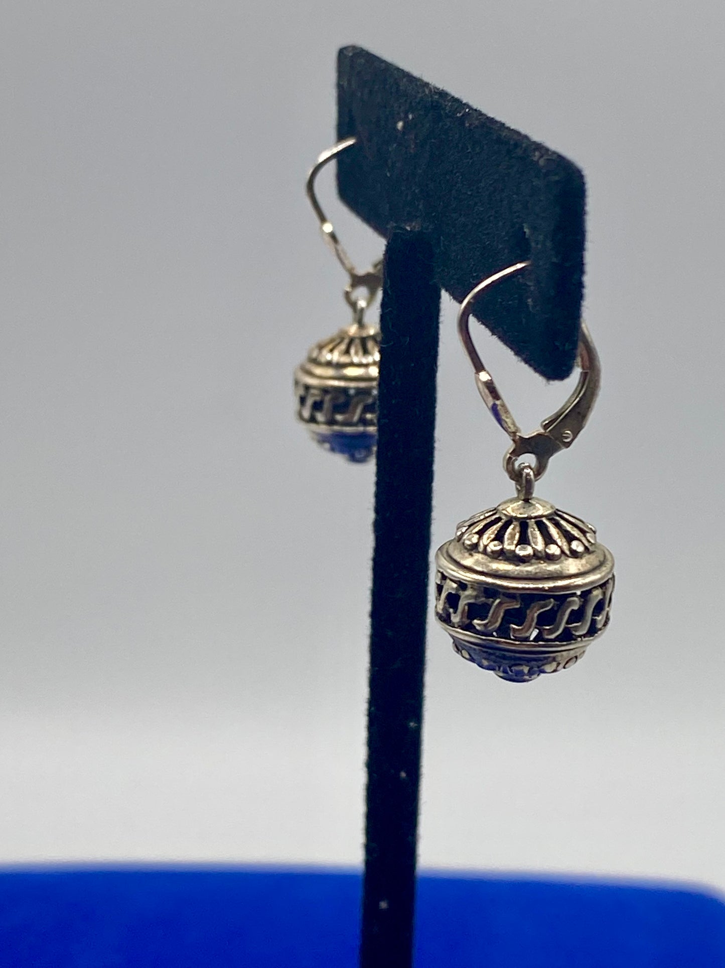 Bali Sterling Silver Drop Dangle Ball Earrings