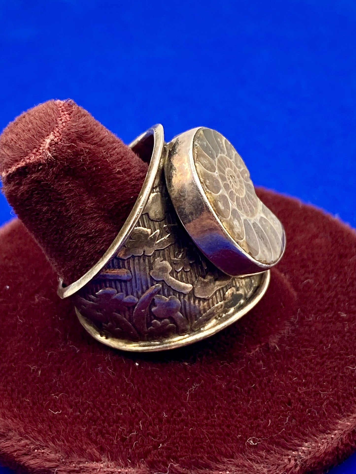 Sterling Silver Ammonite Ring & Earring Set