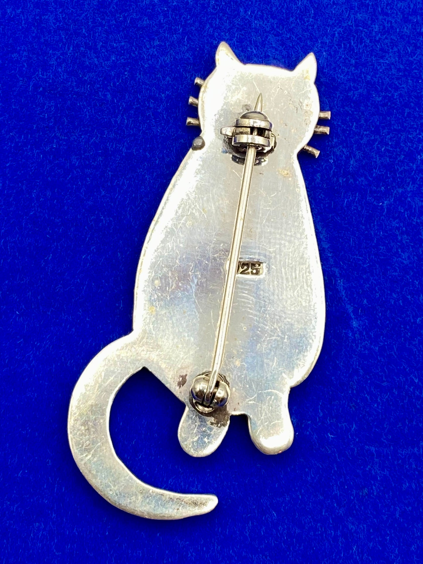Vintage Sterling Silver Cat Brooch