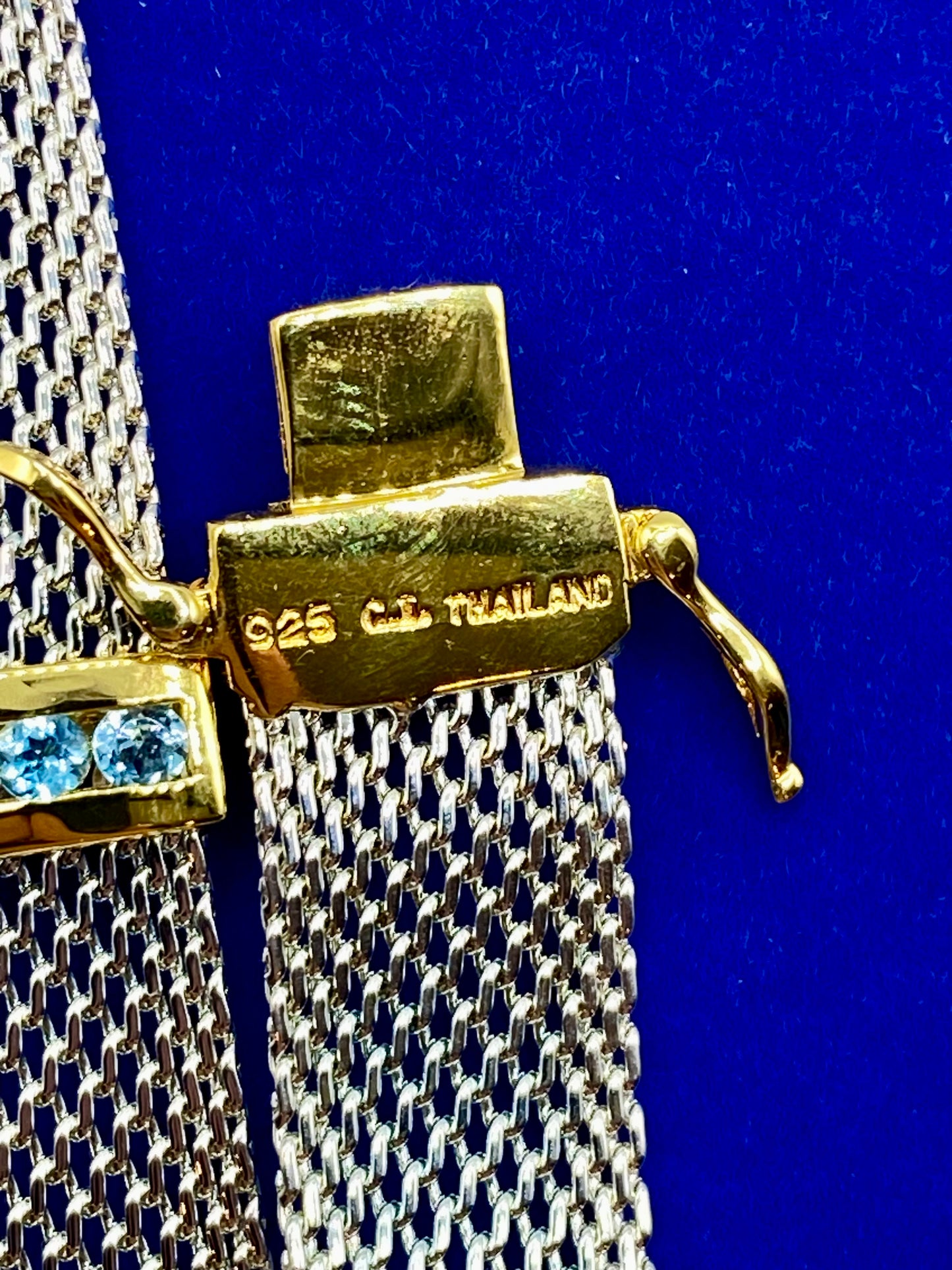 Mesh Sterling Silver Vermeil Channel Set Topaz Bracelet