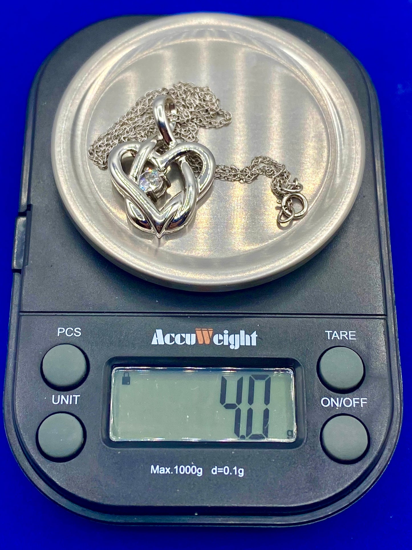 Sterling Silver CZ Heart Necklace