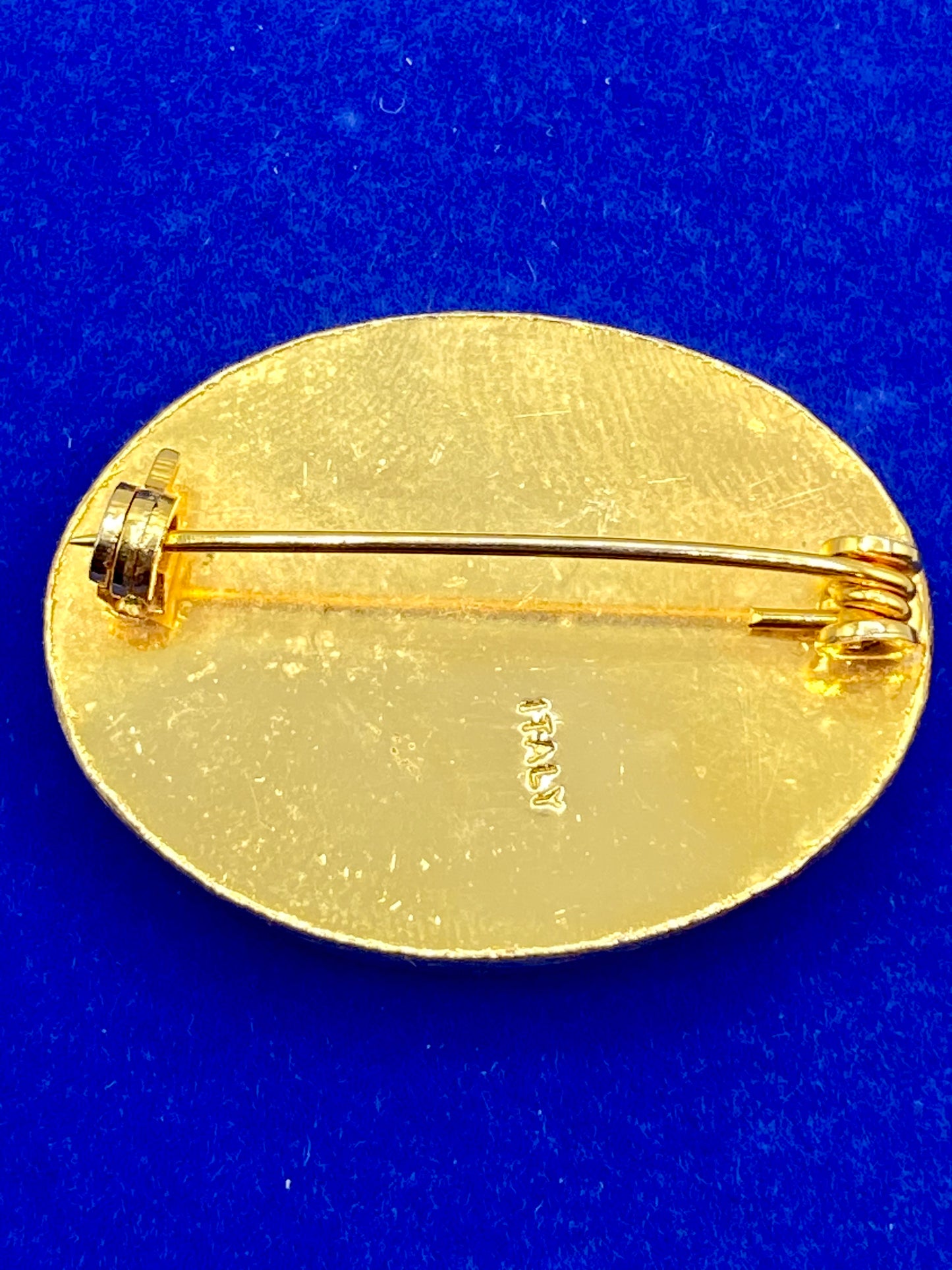 Italy Mosaic Gold Tone Brooch