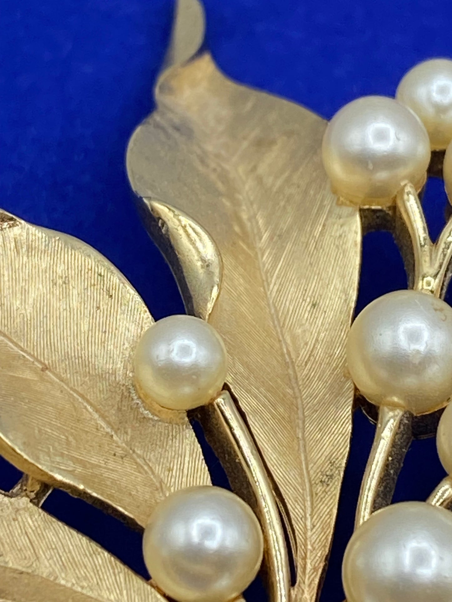 Vintage Crown Trifari Huge Faux Pearl Brooch