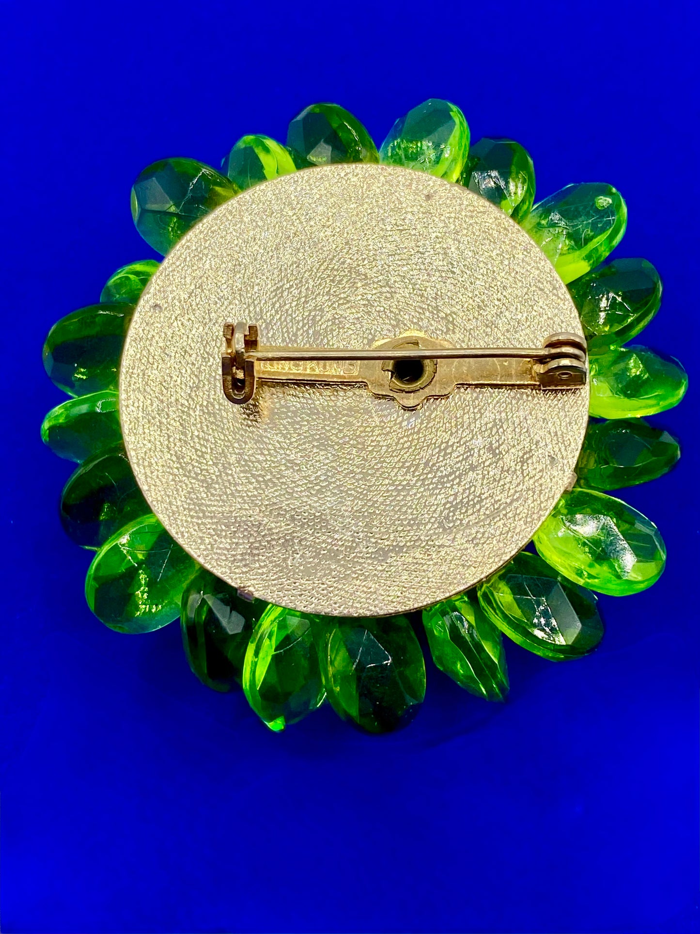Vintage Hong Kong Green Acrylic Cha-Cha Brooch