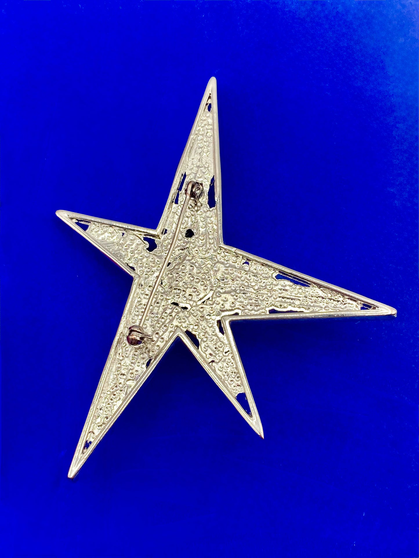 Silver Tone MCM Style Rhinestone Brooch