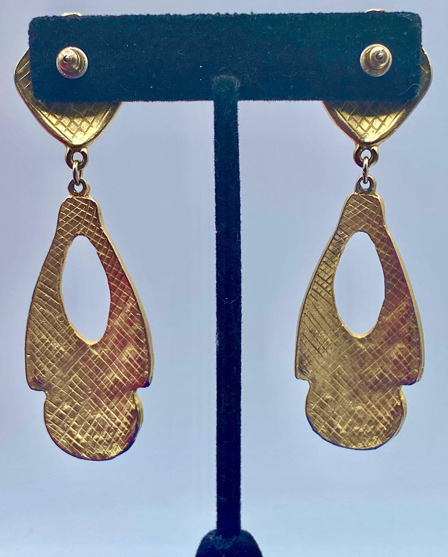 Gold Tone Egyptian Style Pierced Earrings