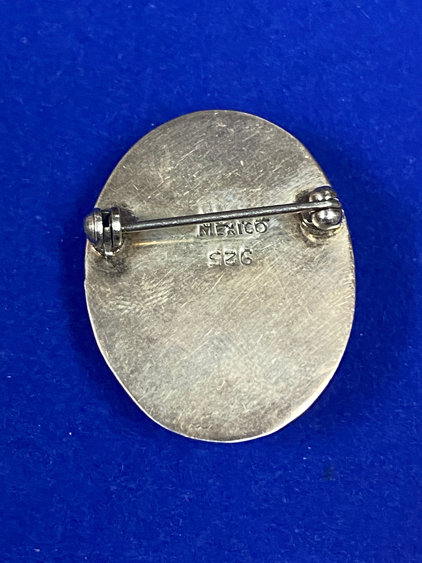 Sterling Mexico & Onyx Brooch