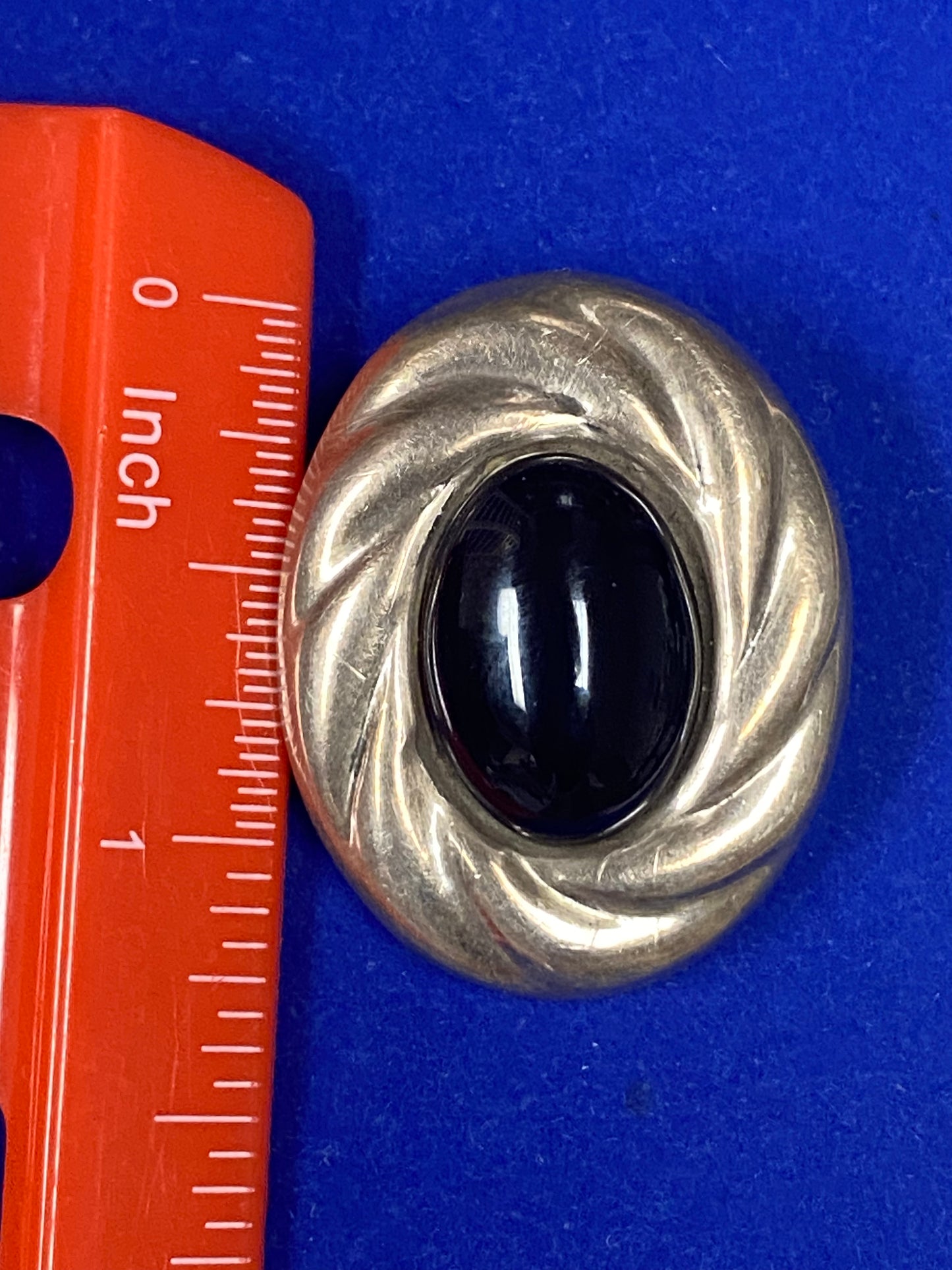 Sterling Mexico & Onyx Brooch
