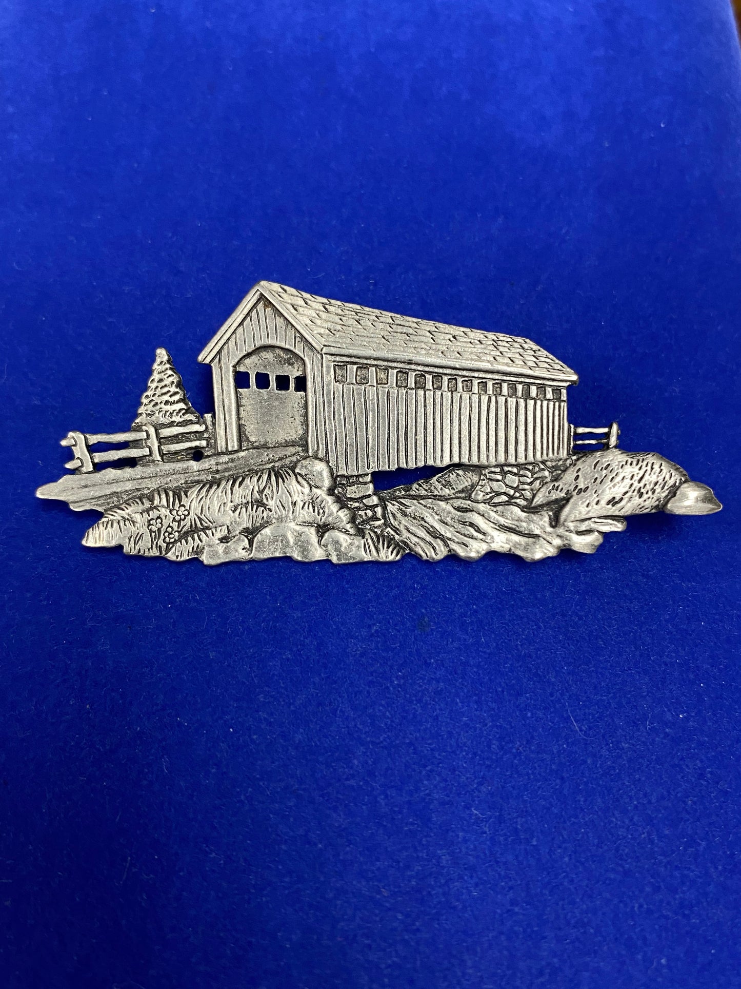 Vintage JJ Covered Bridge Brooch