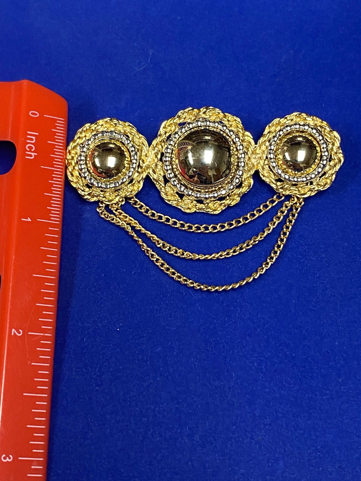 Vintage Gold Tone Chatelaine Brooch