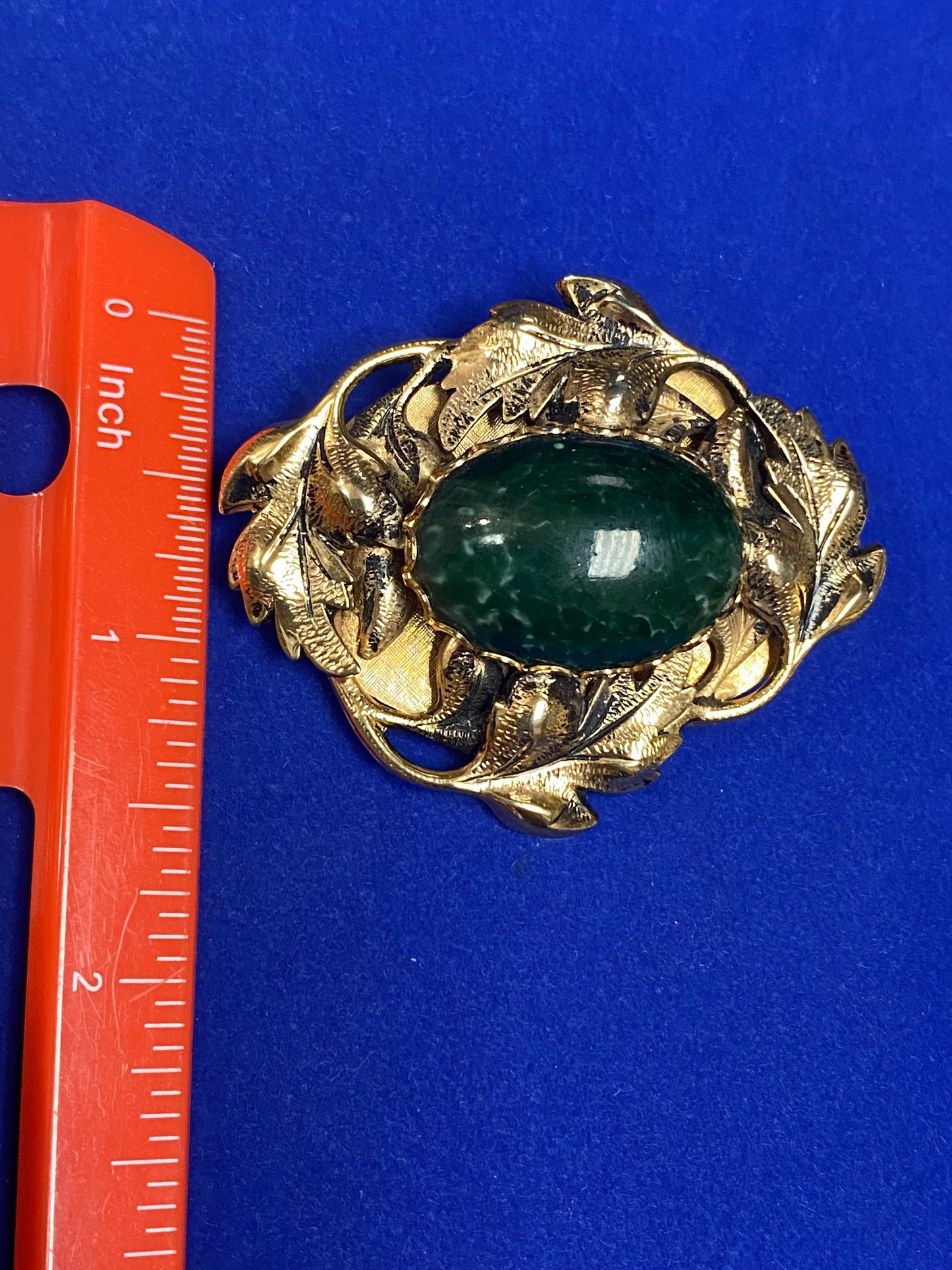 Vintage Gold Tone & Green Stone Jewelry Set