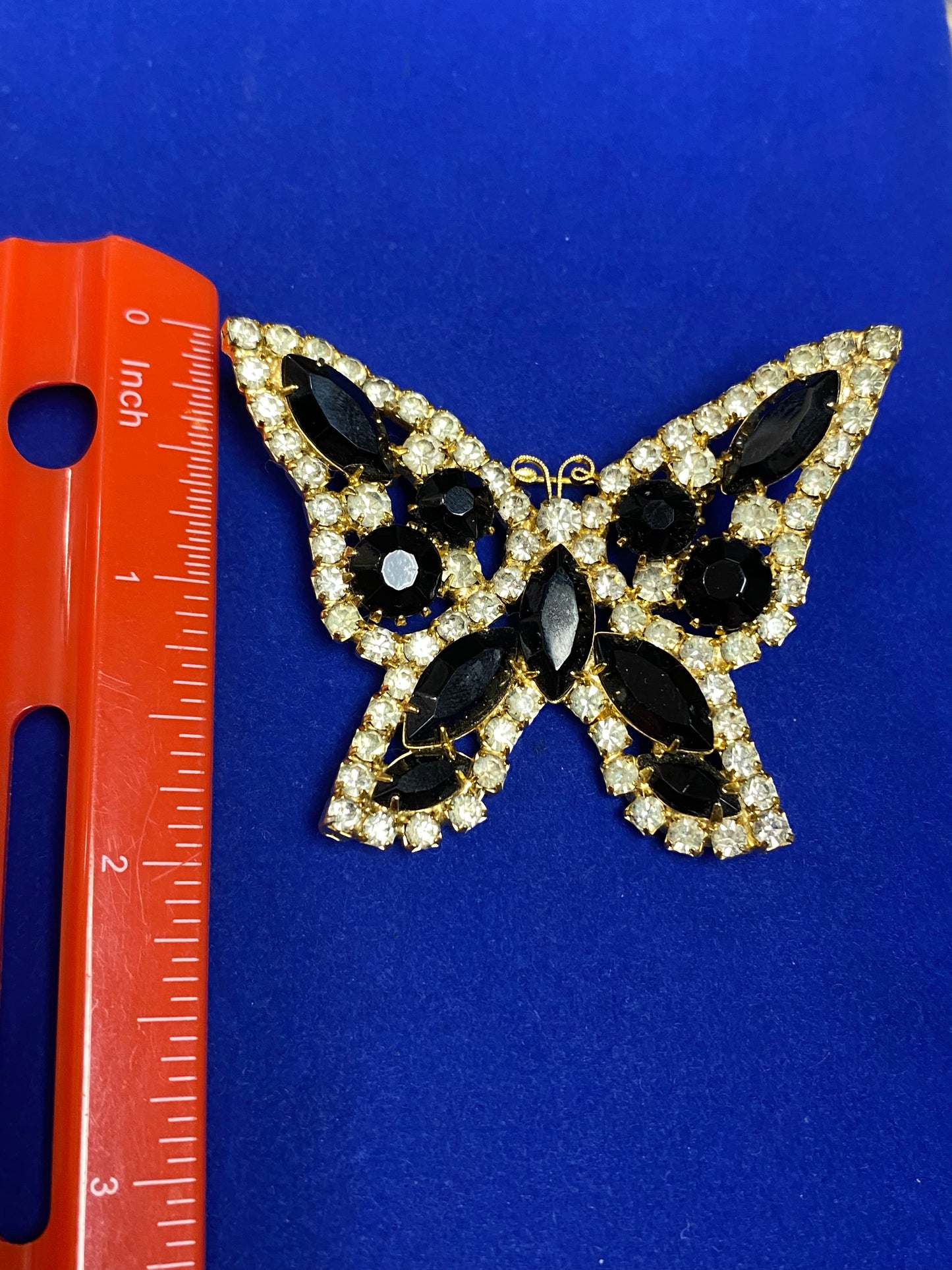 Vintage Rhinestone Butterfly Brooch