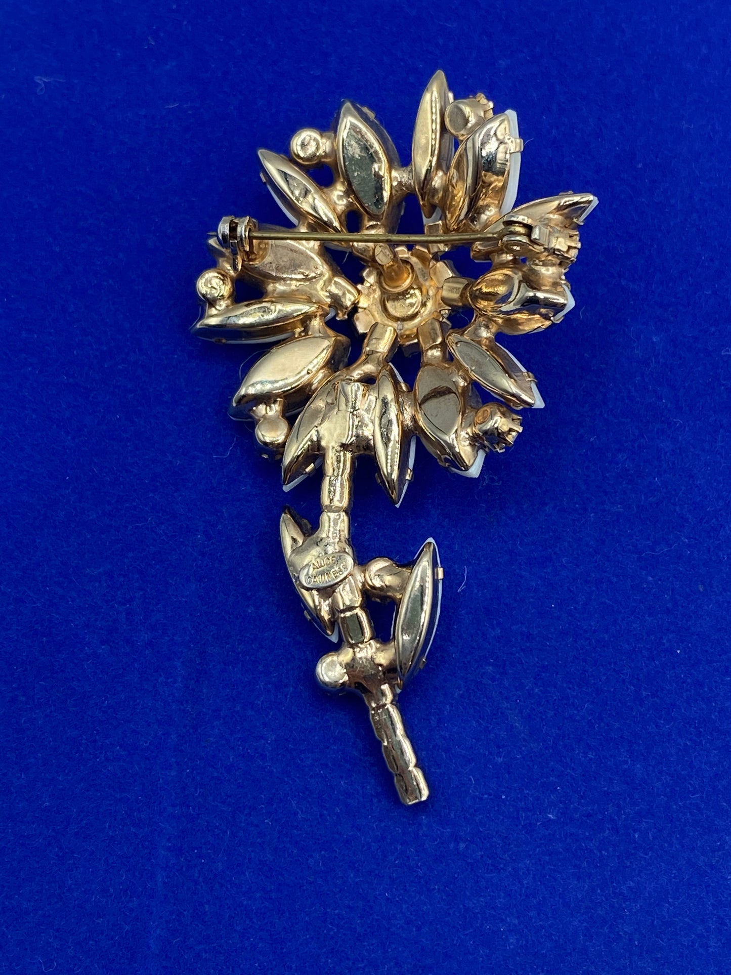 Vintage Alice Caviness Milk Glass Flower Brooch