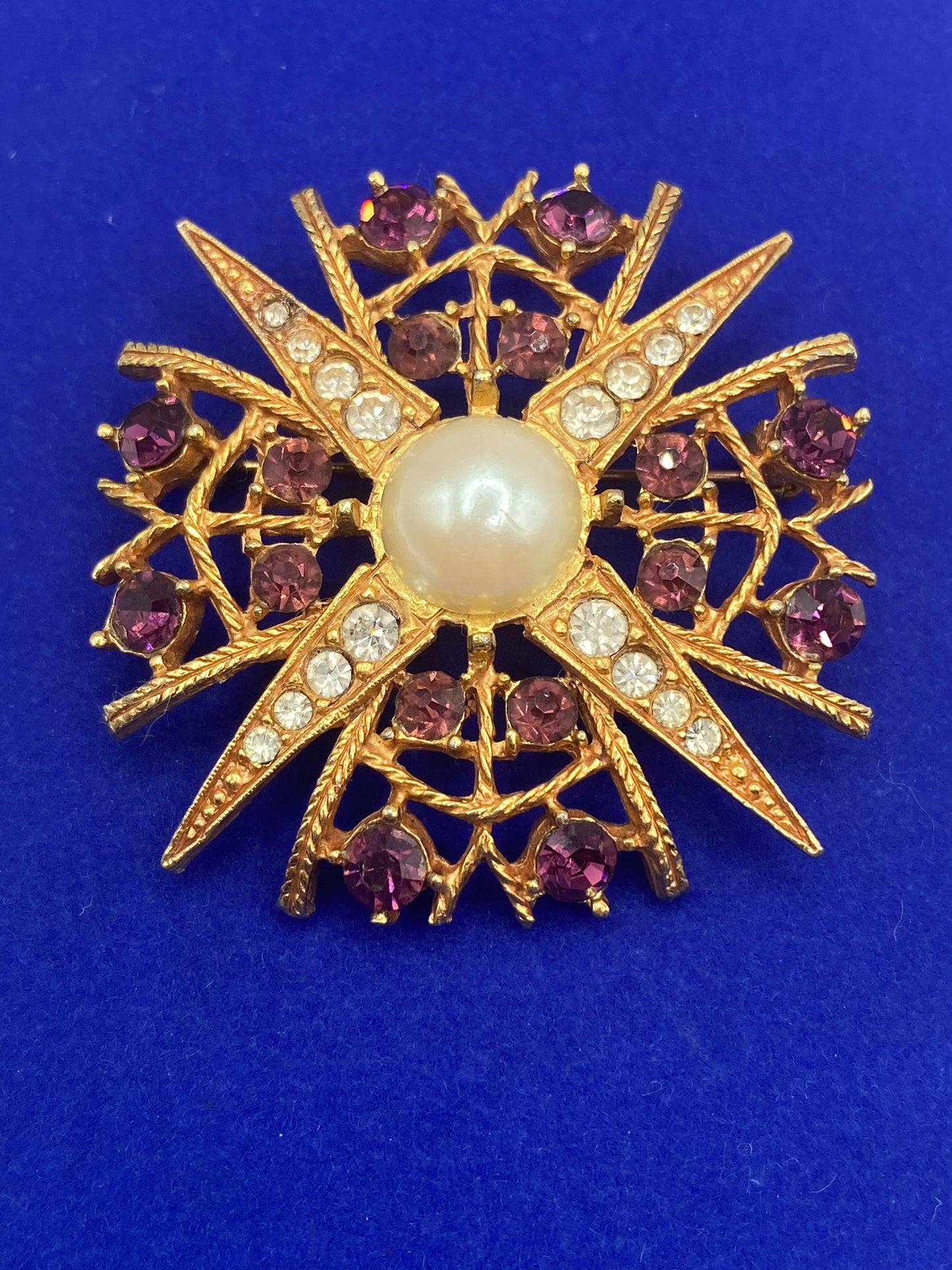 Vintage Rhinestone Starburst Brooch