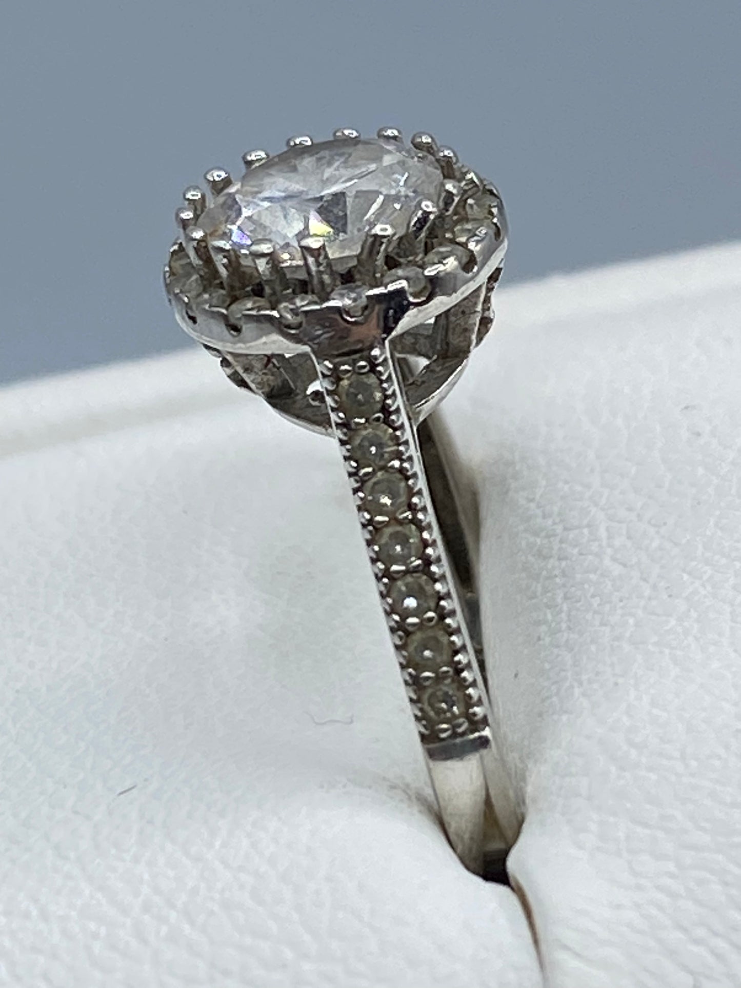 Sterling Silver CZ Round Ring
