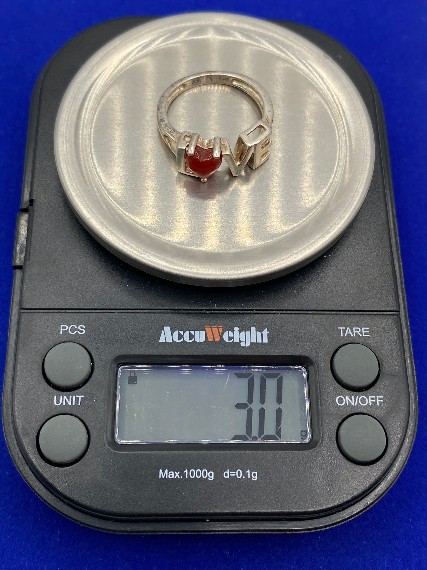 Sterling Silver Carnelian Love Ring