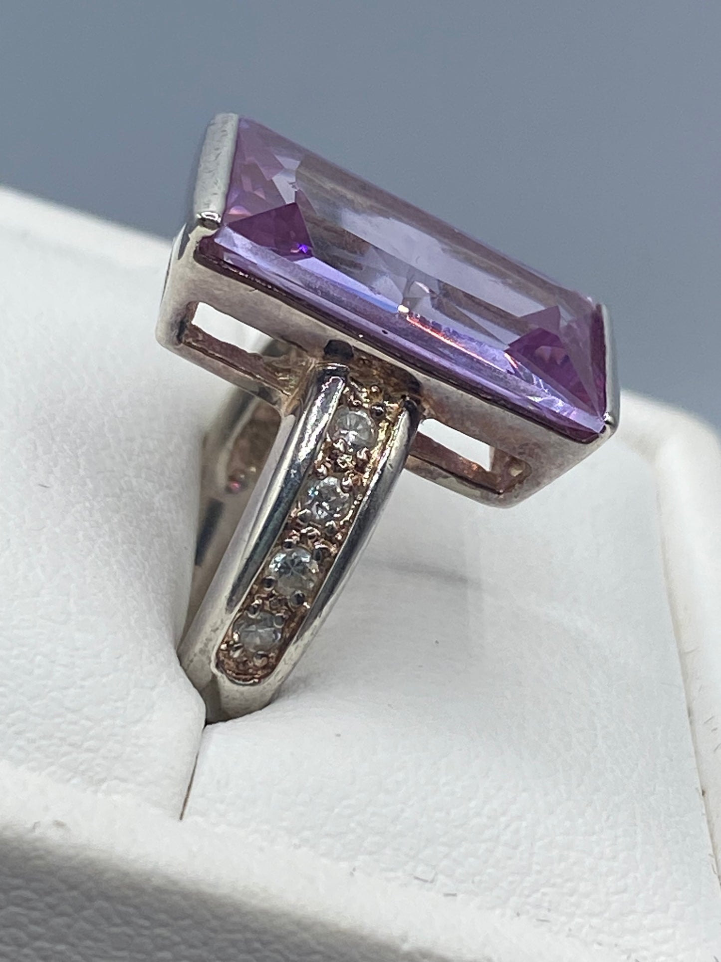 Sterling Silver Purple Glass Ring