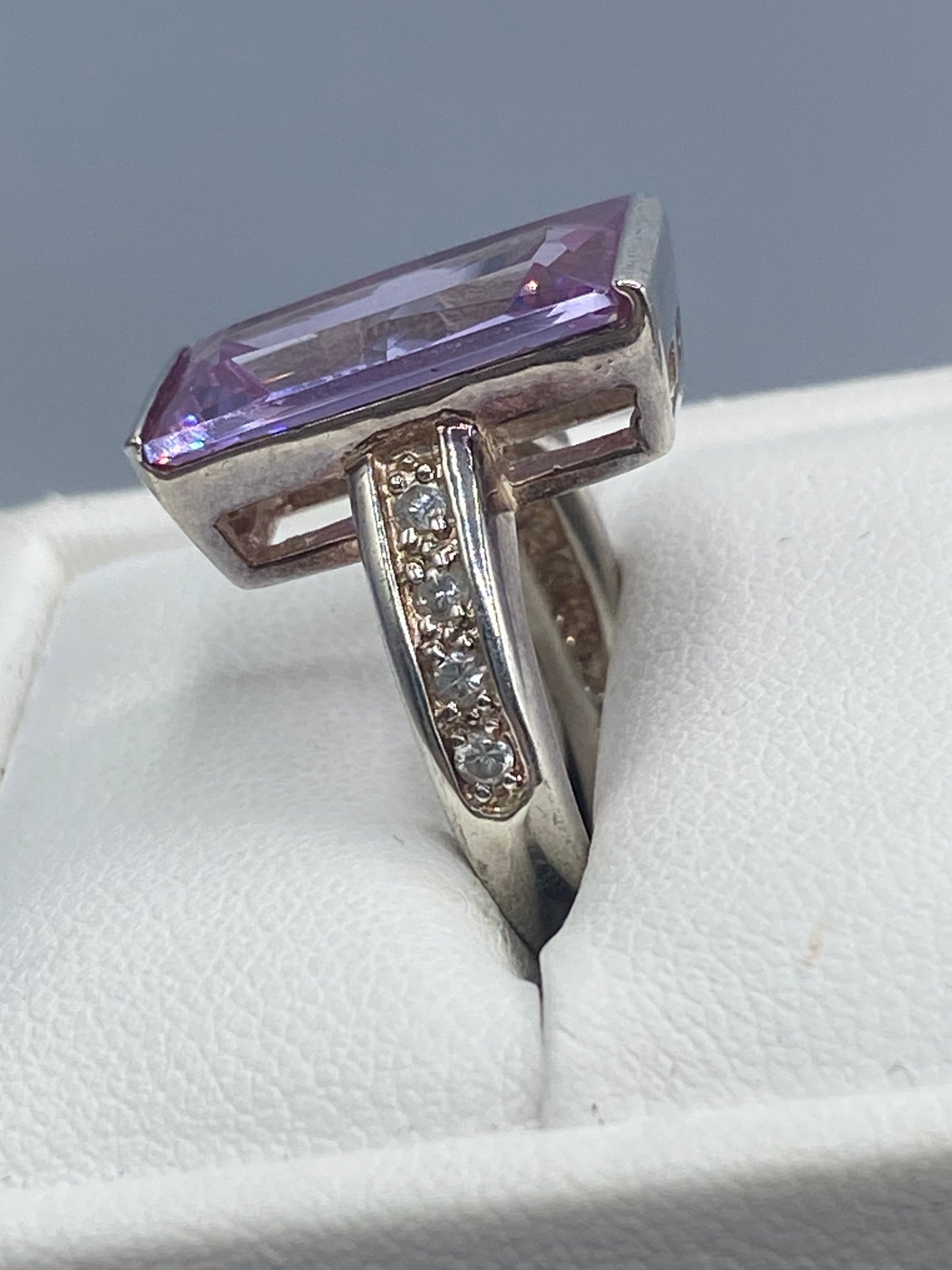 Sterling Silver Purple Glass Ring