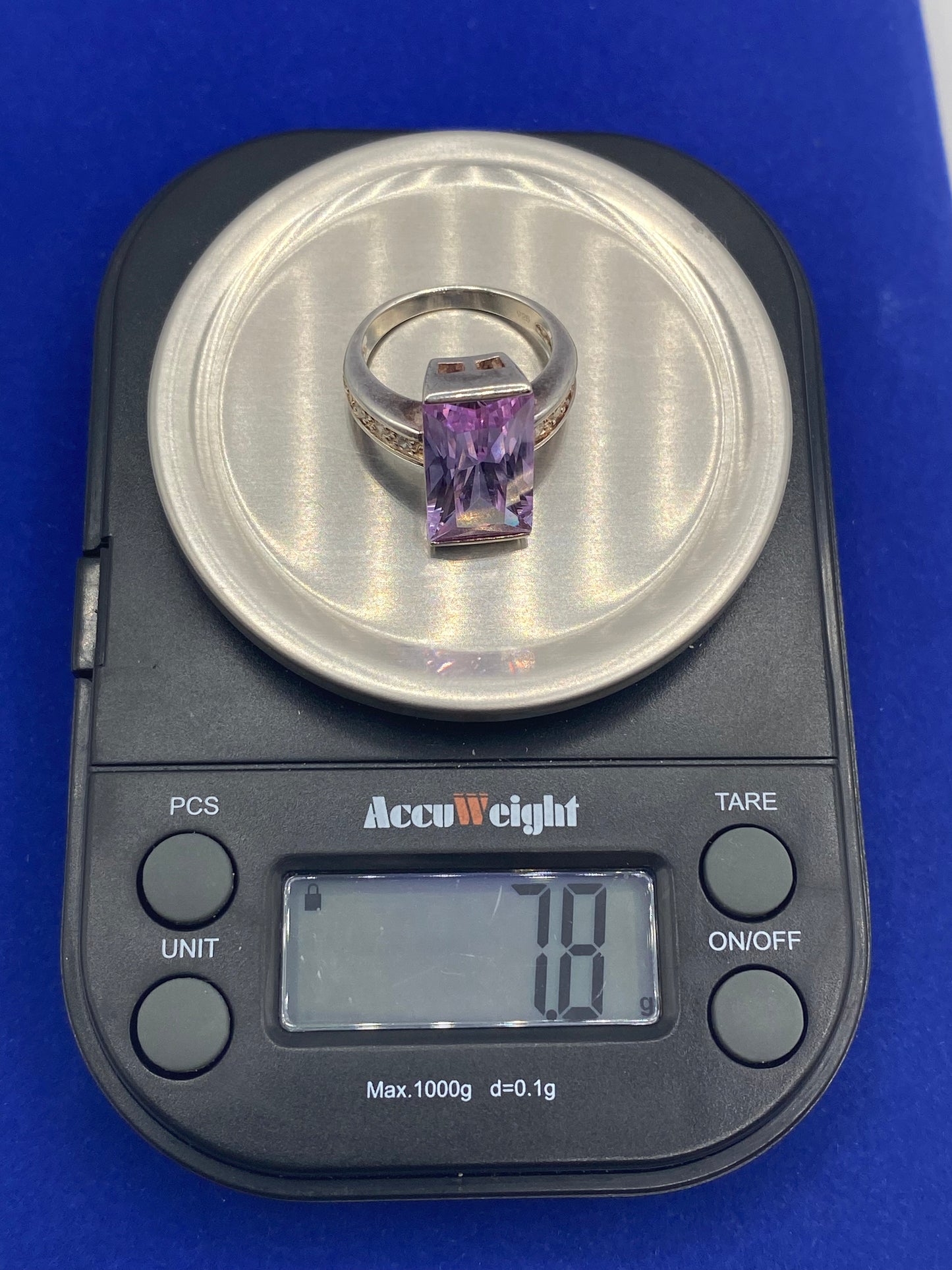 Sterling Silver Purple Glass Ring