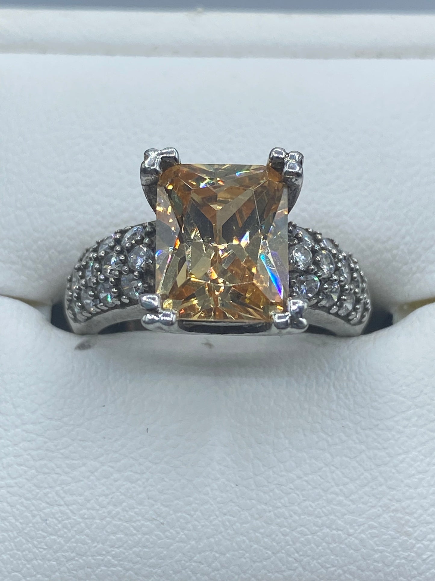 Sterling Silver Orange CZ Ring