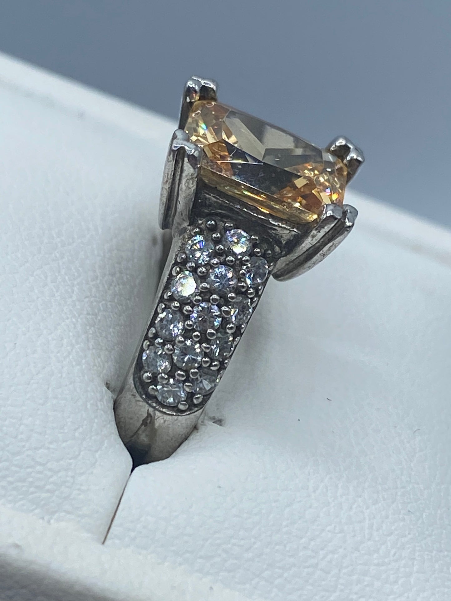 Sterling Silver Orange CZ Ring