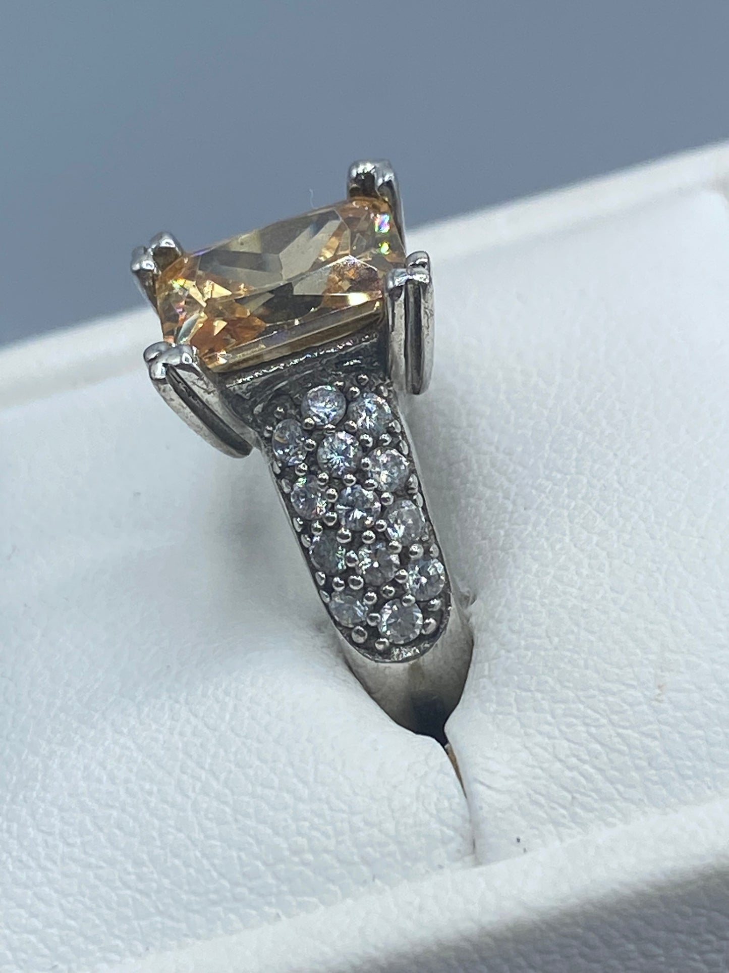 Sterling Silver Orange CZ Ring