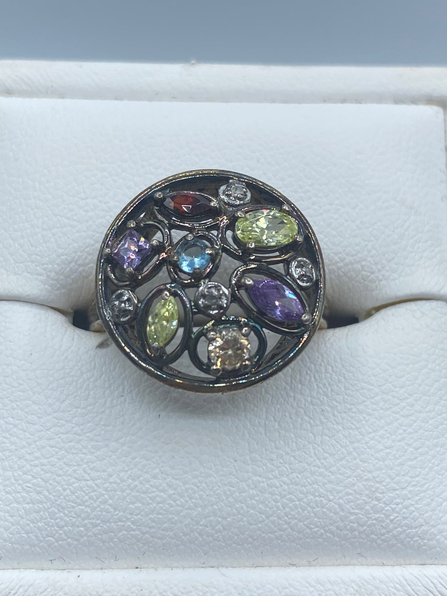 Ross Simmons Glass & Diamond Vermeil Sterling Silver Ring
