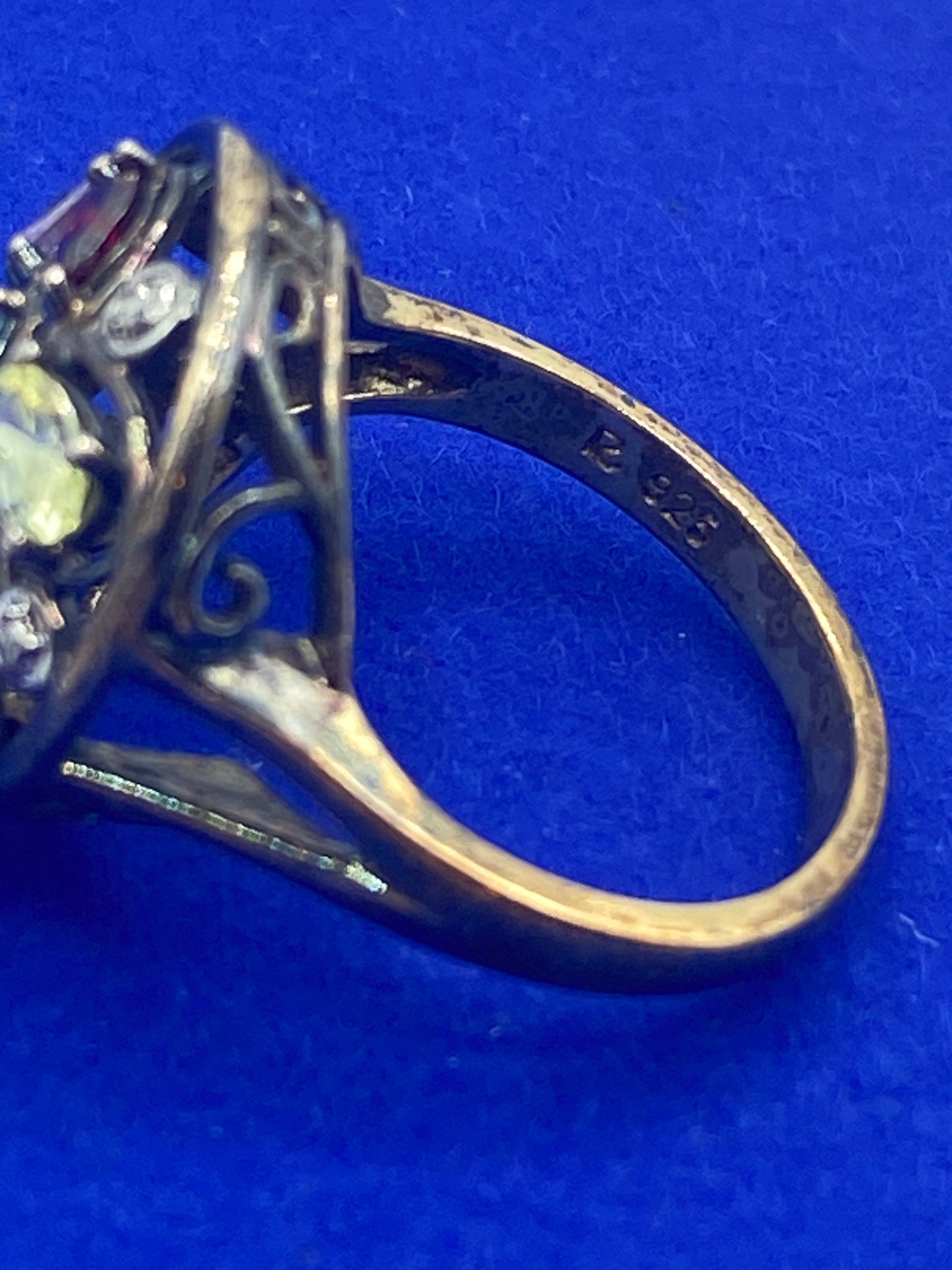 Ross Simmons Glass & Diamond Vermeil Sterling Silver Ring