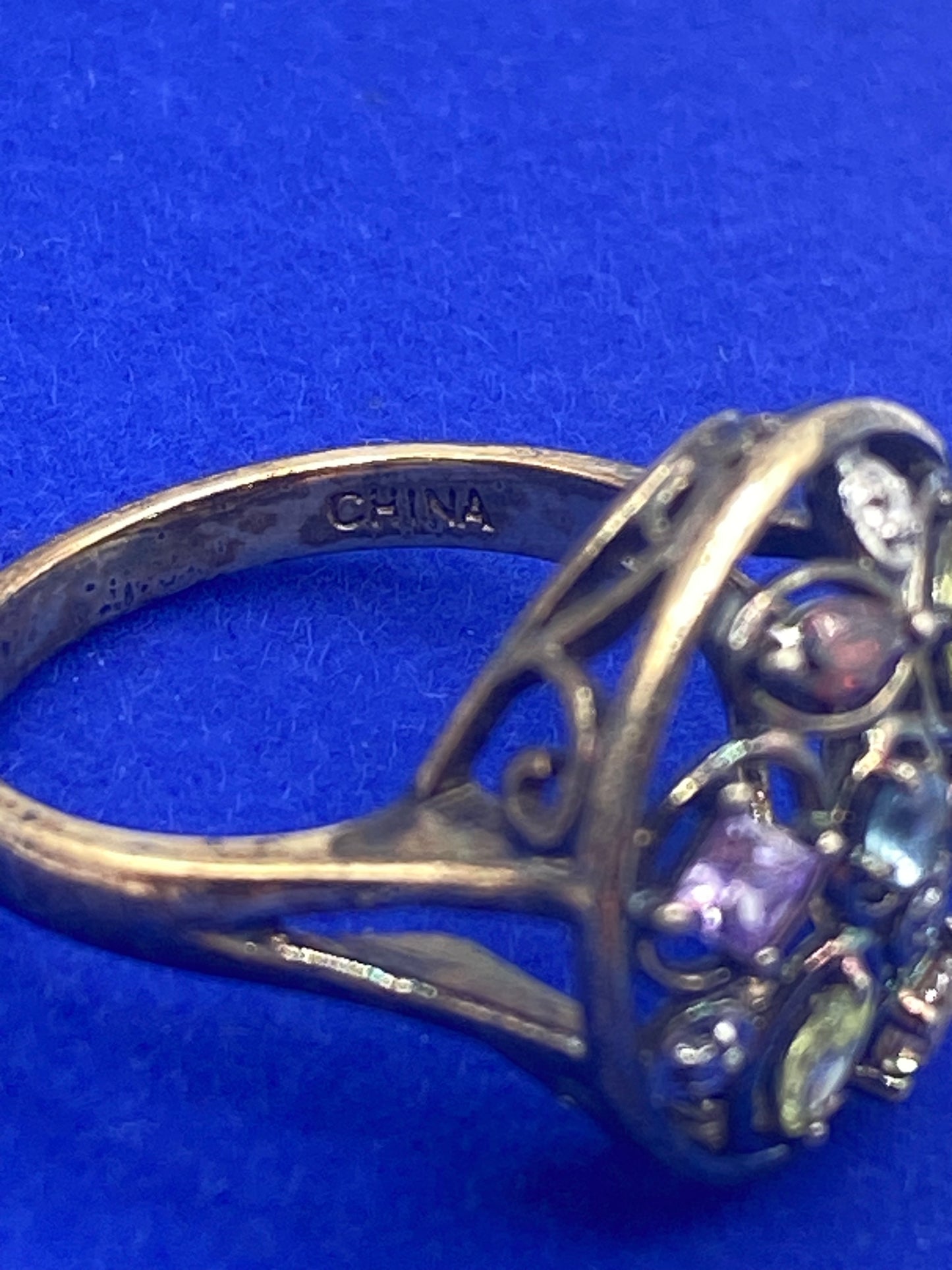 Ross Simmons Glass & Diamond Vermeil Sterling Silver Ring