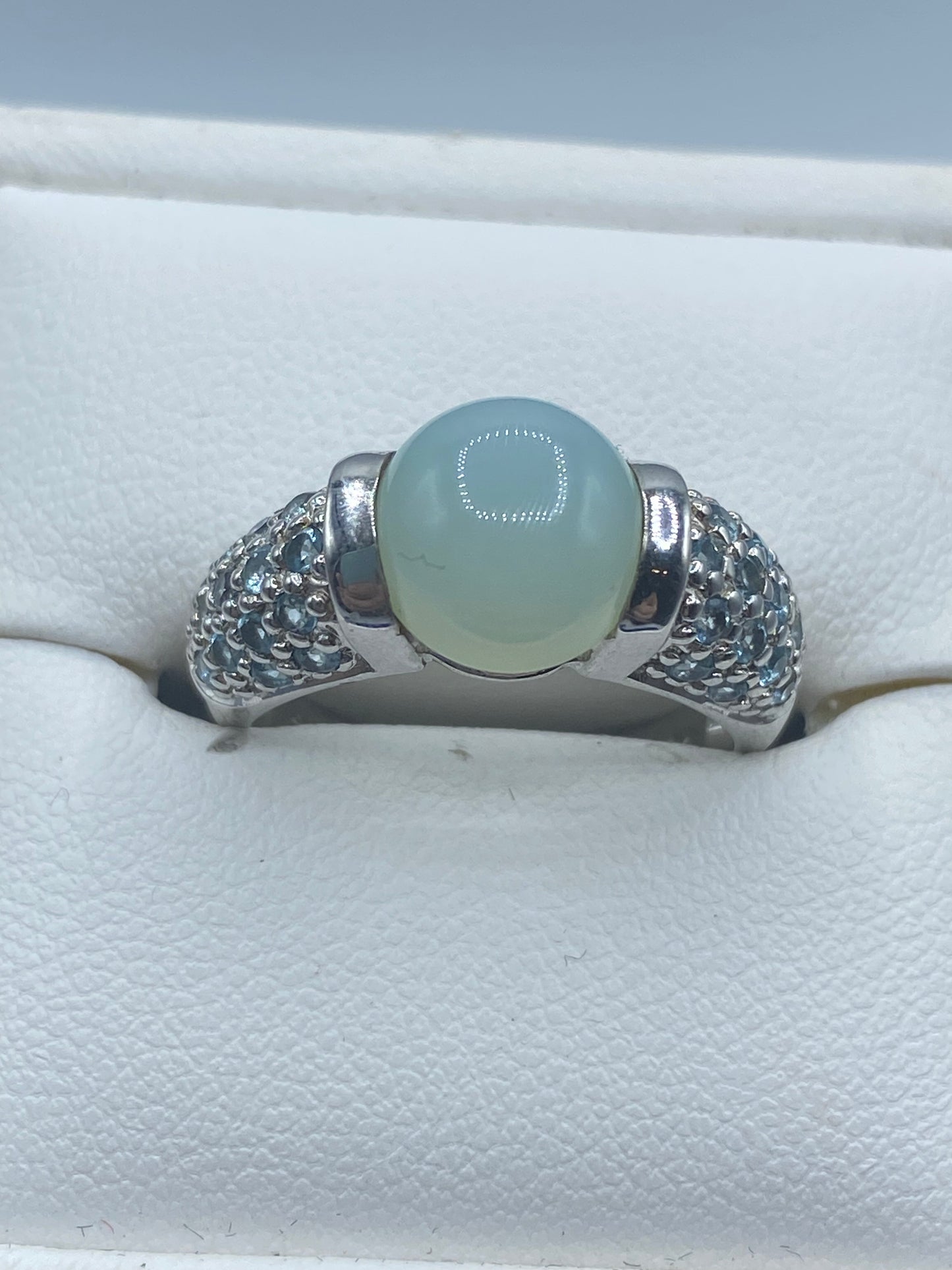 Sterling Silver Aqua Chalcedony & Topaz Ring
