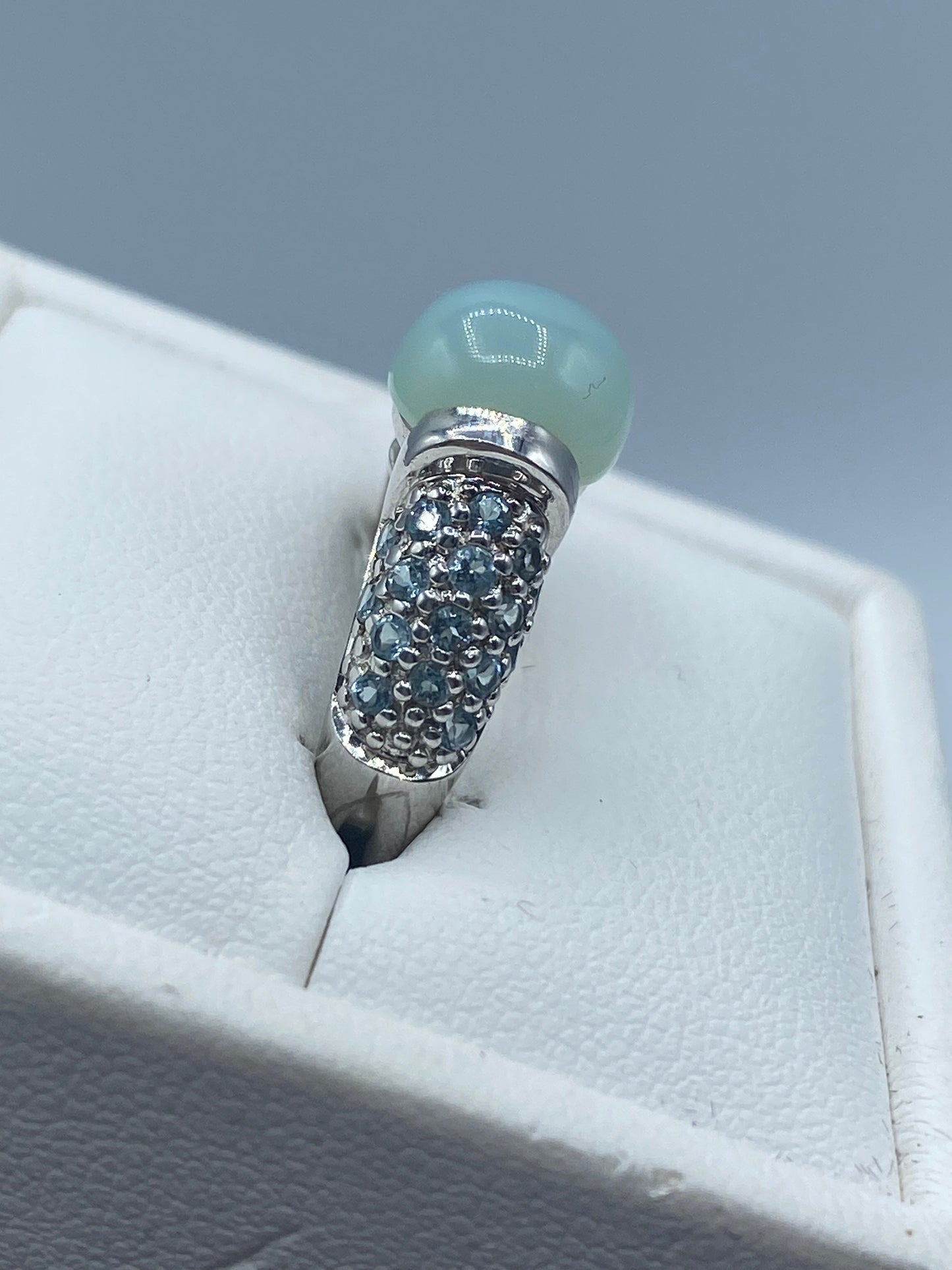 Sterling Silver Aqua Chalcedony & Topaz Ring