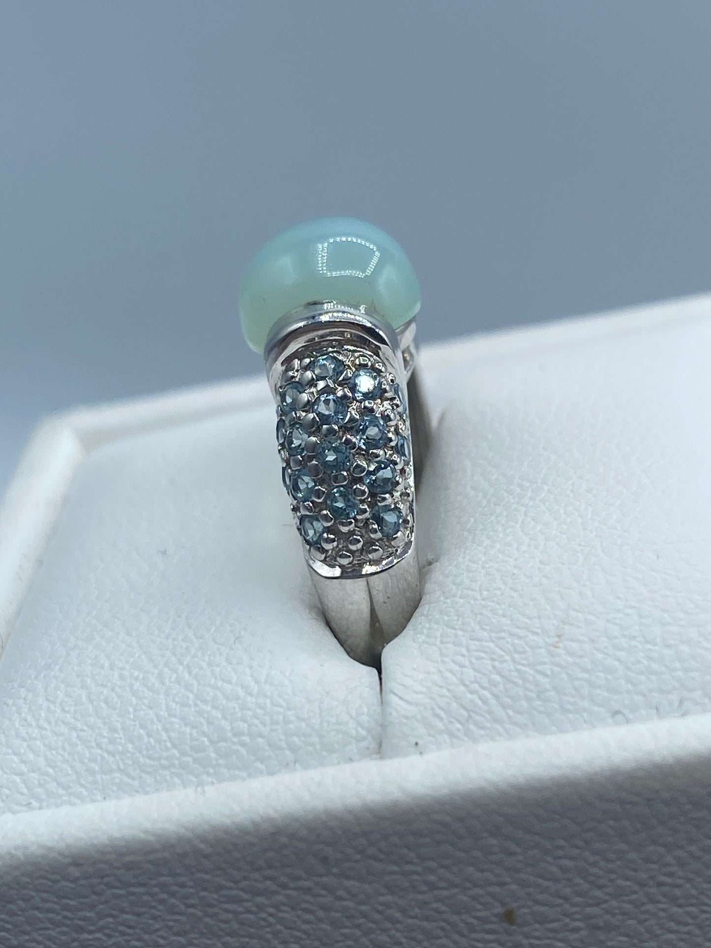 Sterling Silver Aqua Chalcedony & Topaz Ring