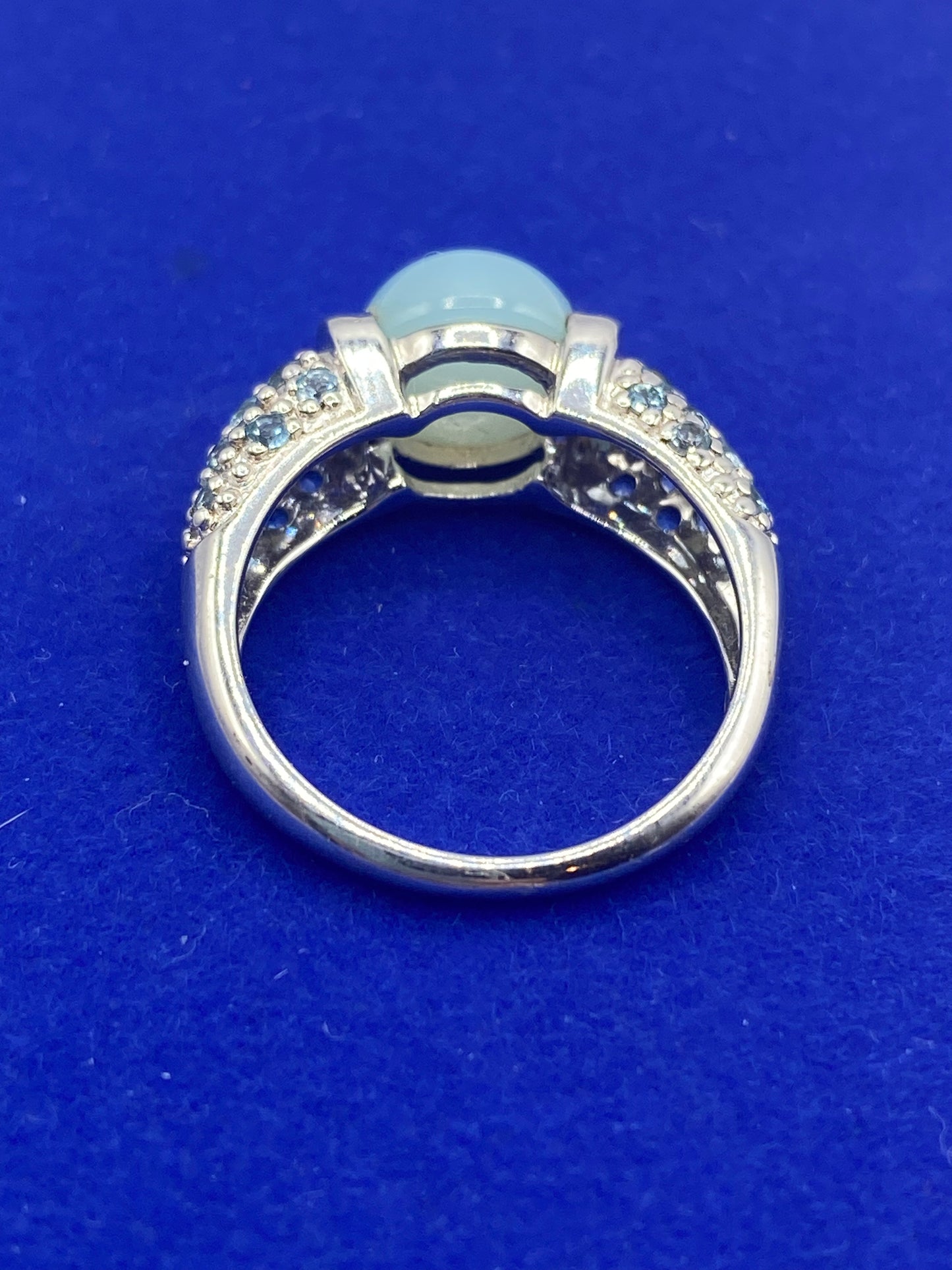Sterling Silver Aqua Chalcedony & Topaz Ring