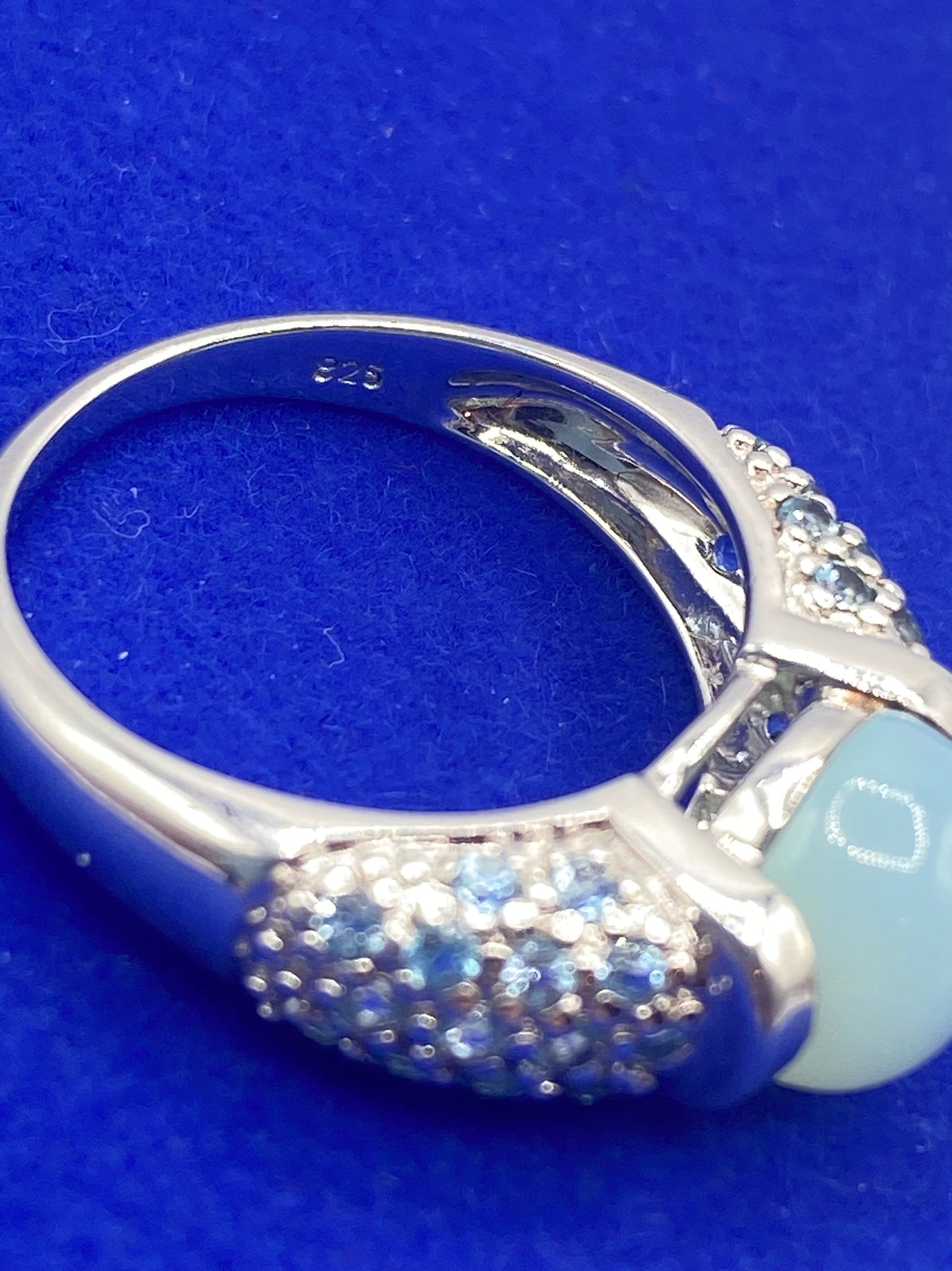 Sterling Silver Aqua Chalcedony & Topaz Ring