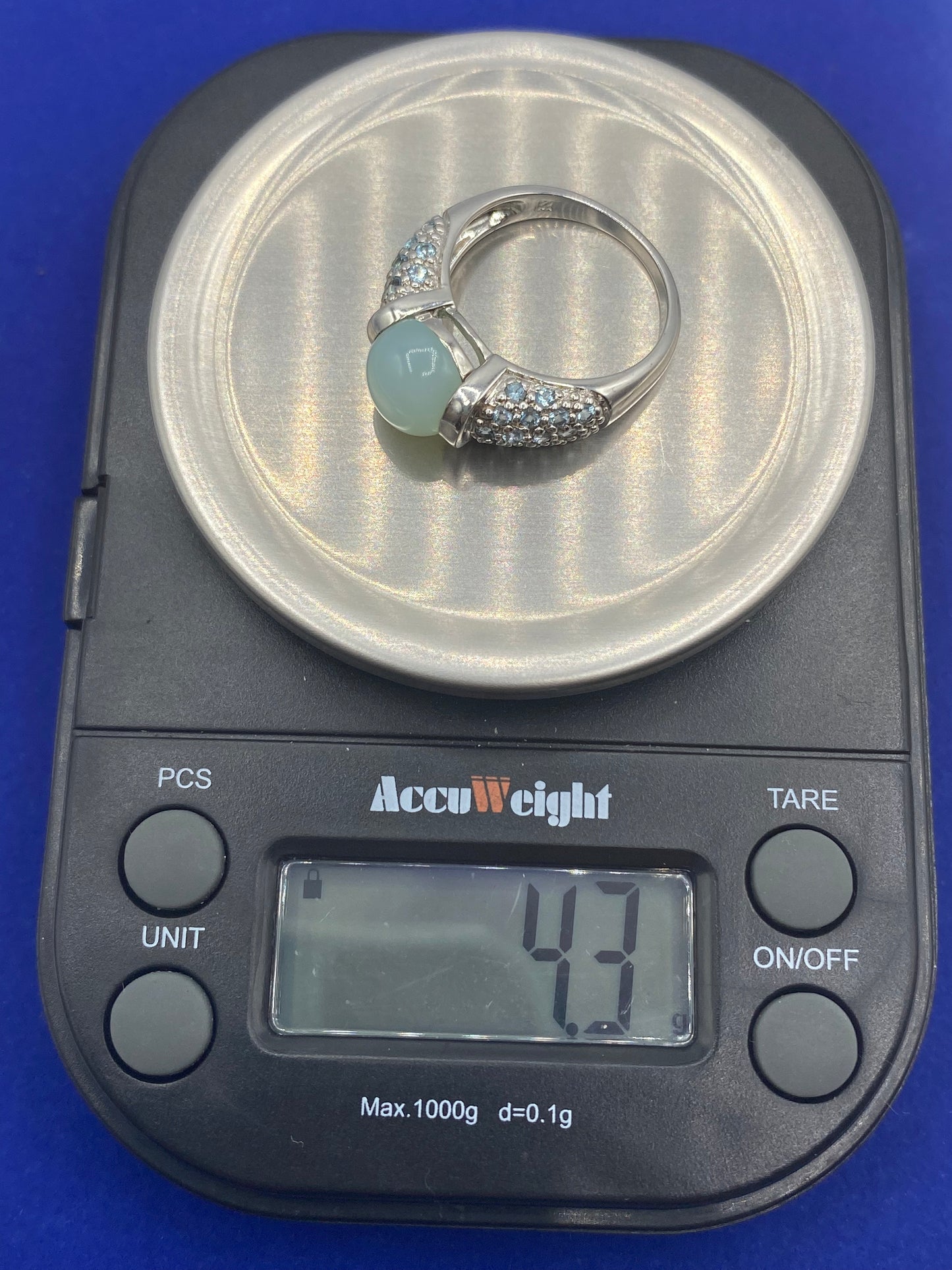 Sterling Silver Aqua Chalcedony & Topaz Ring