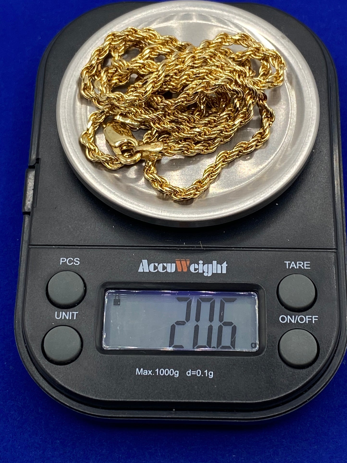 Sterling Silver Vermeil Rope Chain