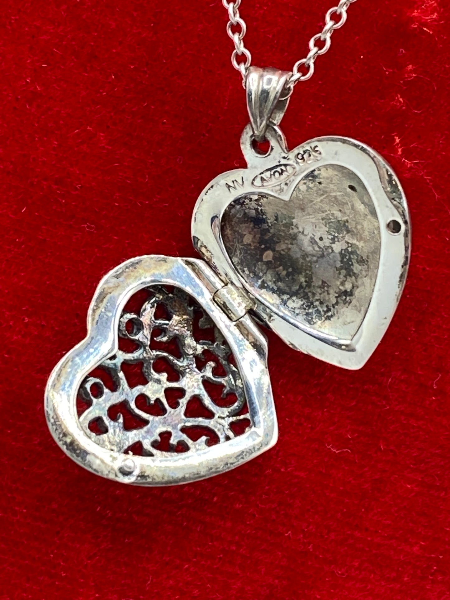 Sterling Silver Avon Heart Locket Necklace