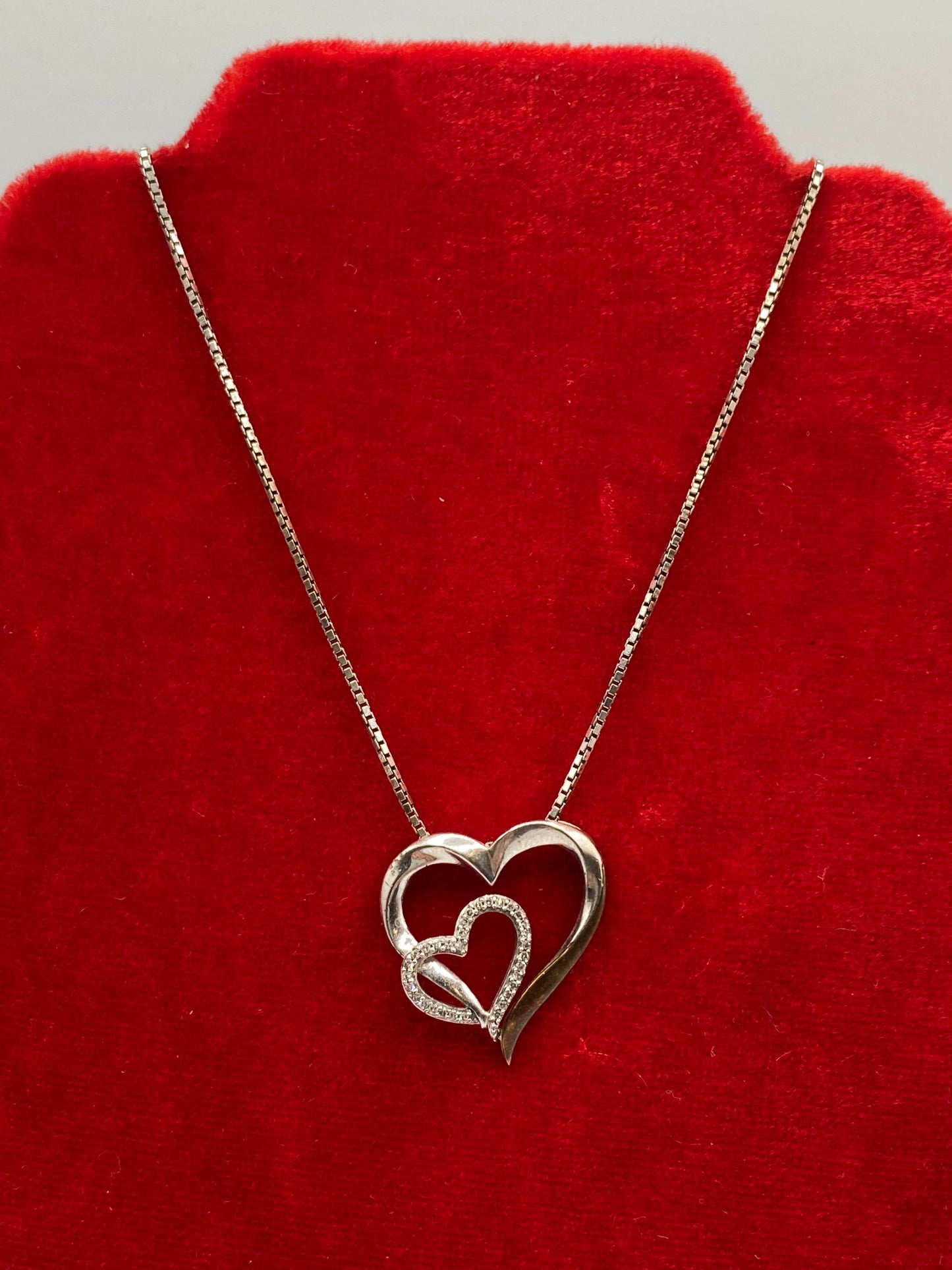 Sterling Silver Diamond & 14K Heart Necklace