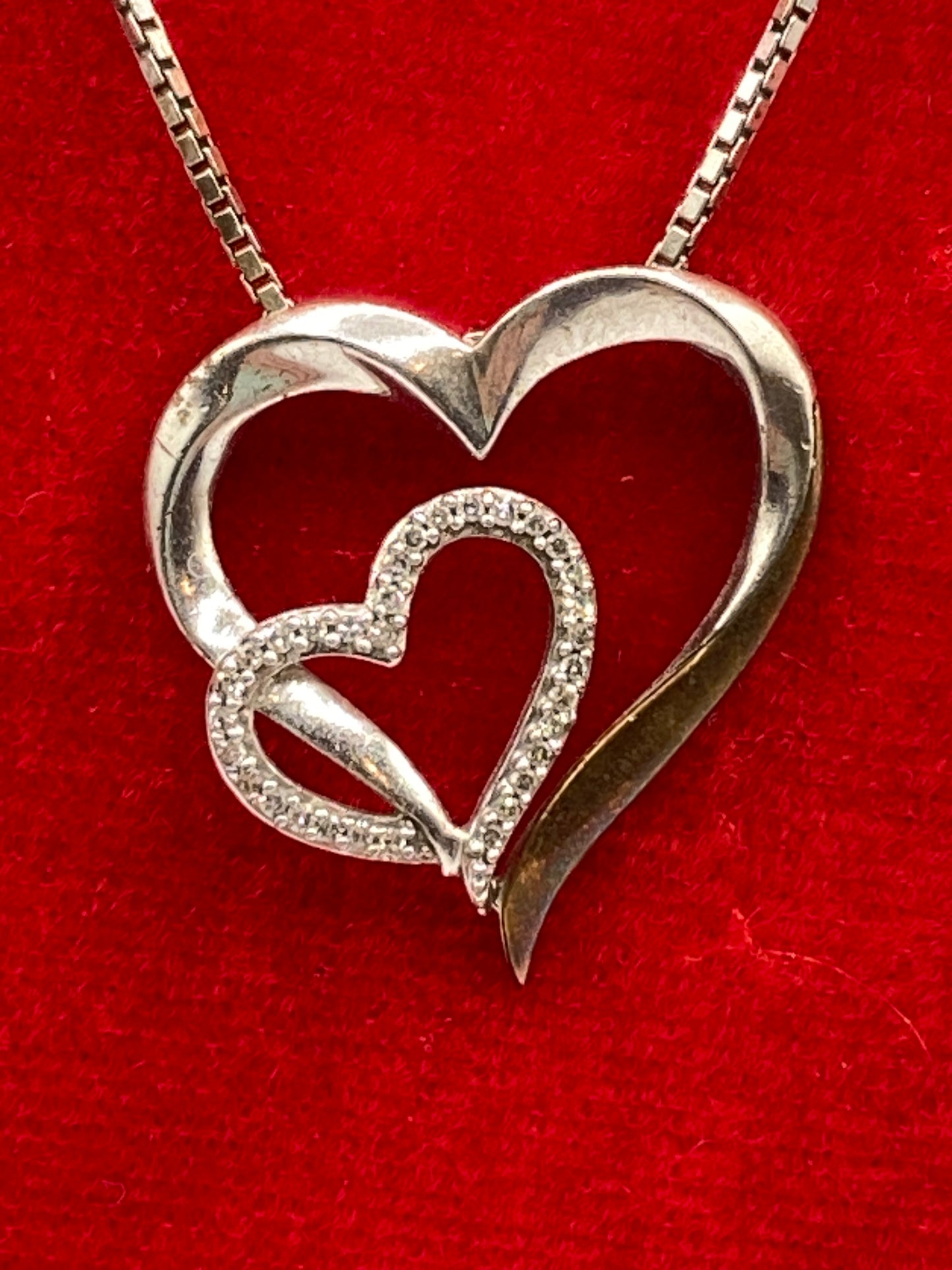 Sterling Silver Diamond & 14K Heart Necklace