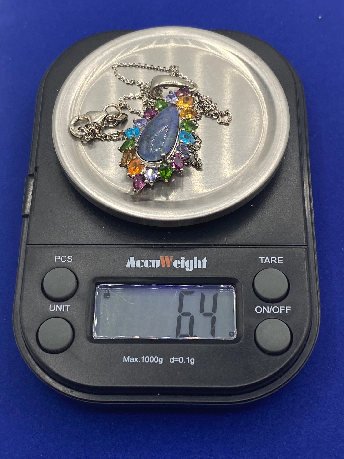 Sterling Silver Boulder Opal Triplet & Multi Gemstone Necklace