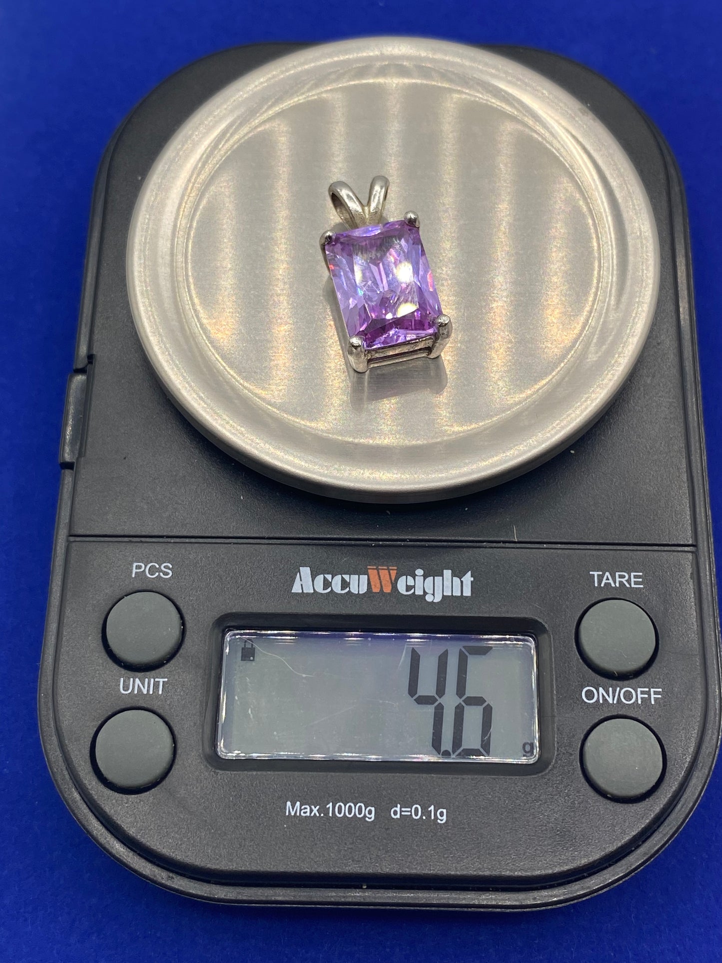 Sterling Silver & Purple Glass Pendant