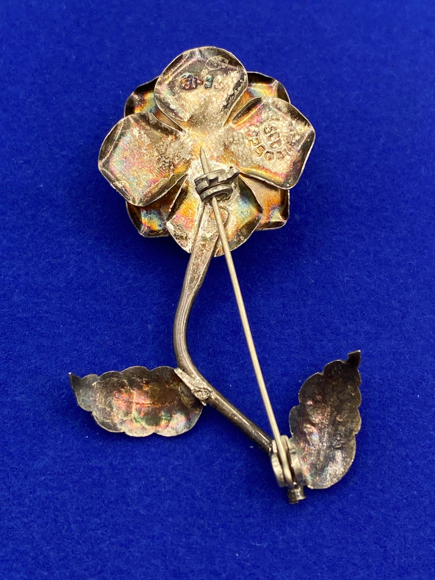 Mexico Sterling Silver Flower Brooch