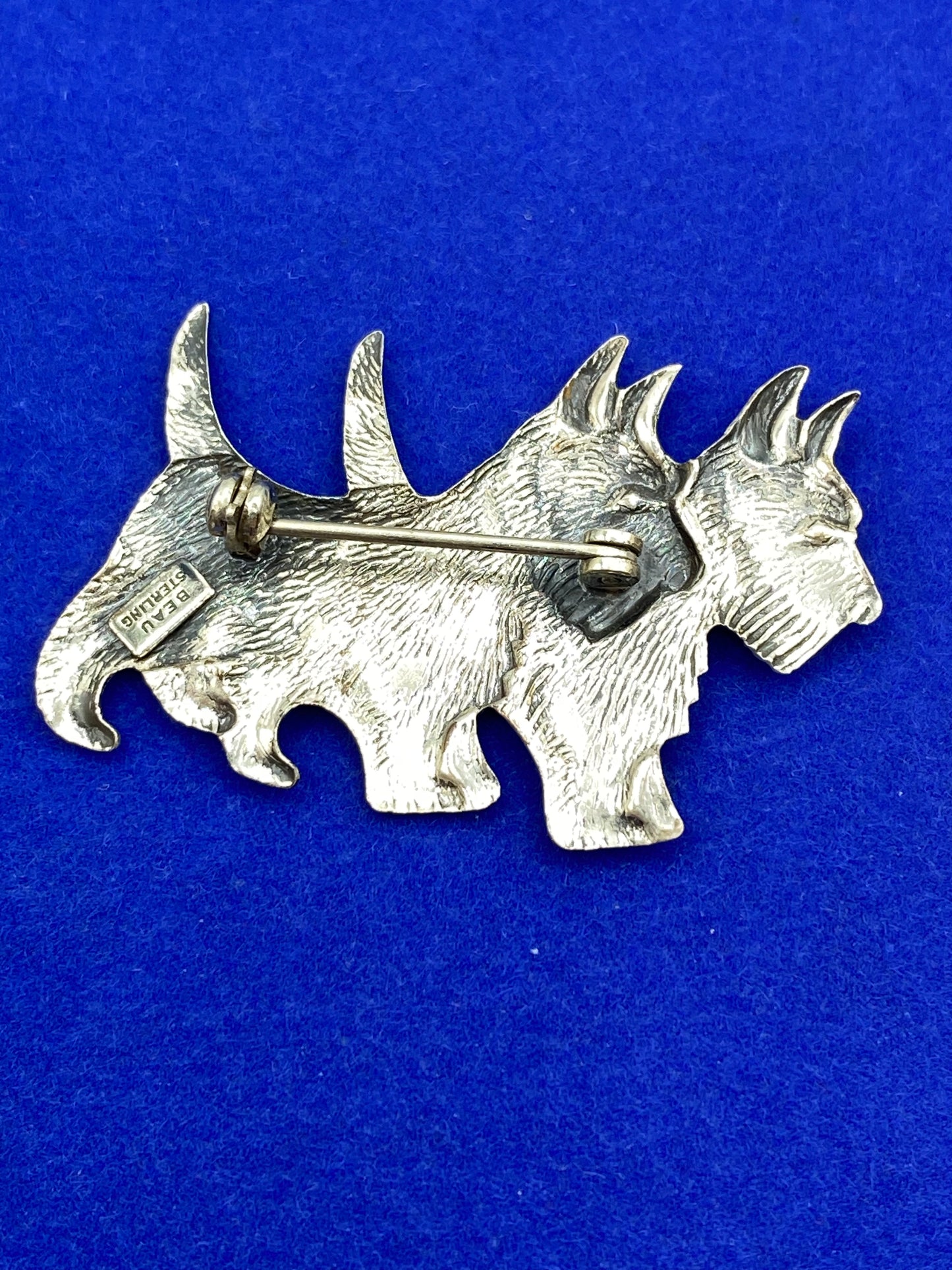 Vintage Beau Sterling Silver Walking Scottie Dog Brooch