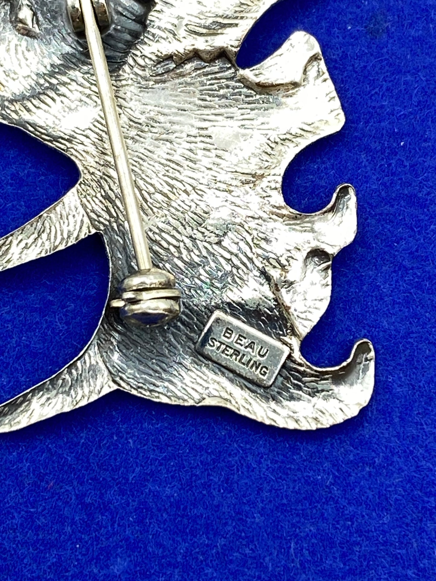Vintage Beau Sterling Silver Walking Scottie Dog Brooch