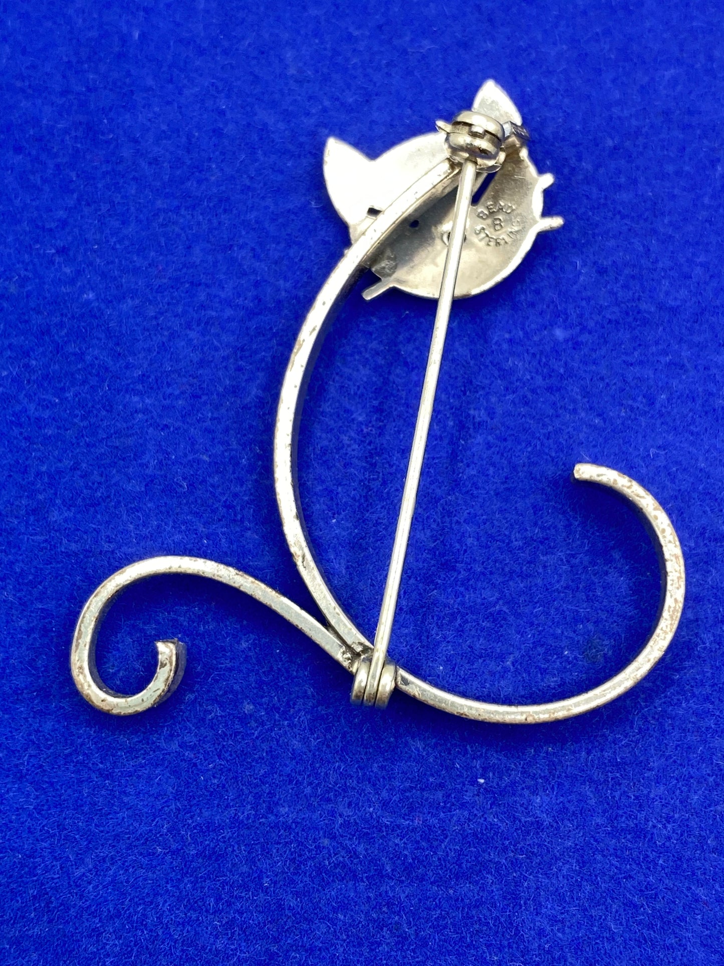 Vintage Beau Sterling Silver Cat Brooch