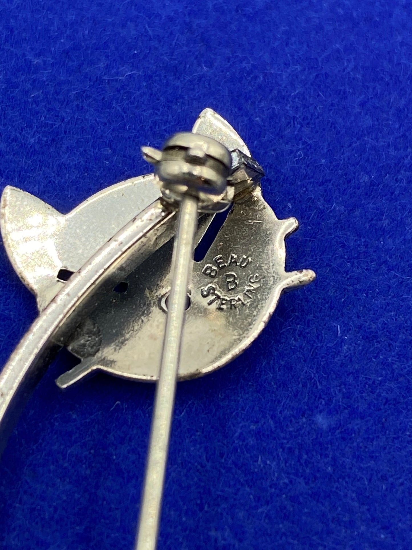 Vintage Beau Sterling Silver Cat Brooch
